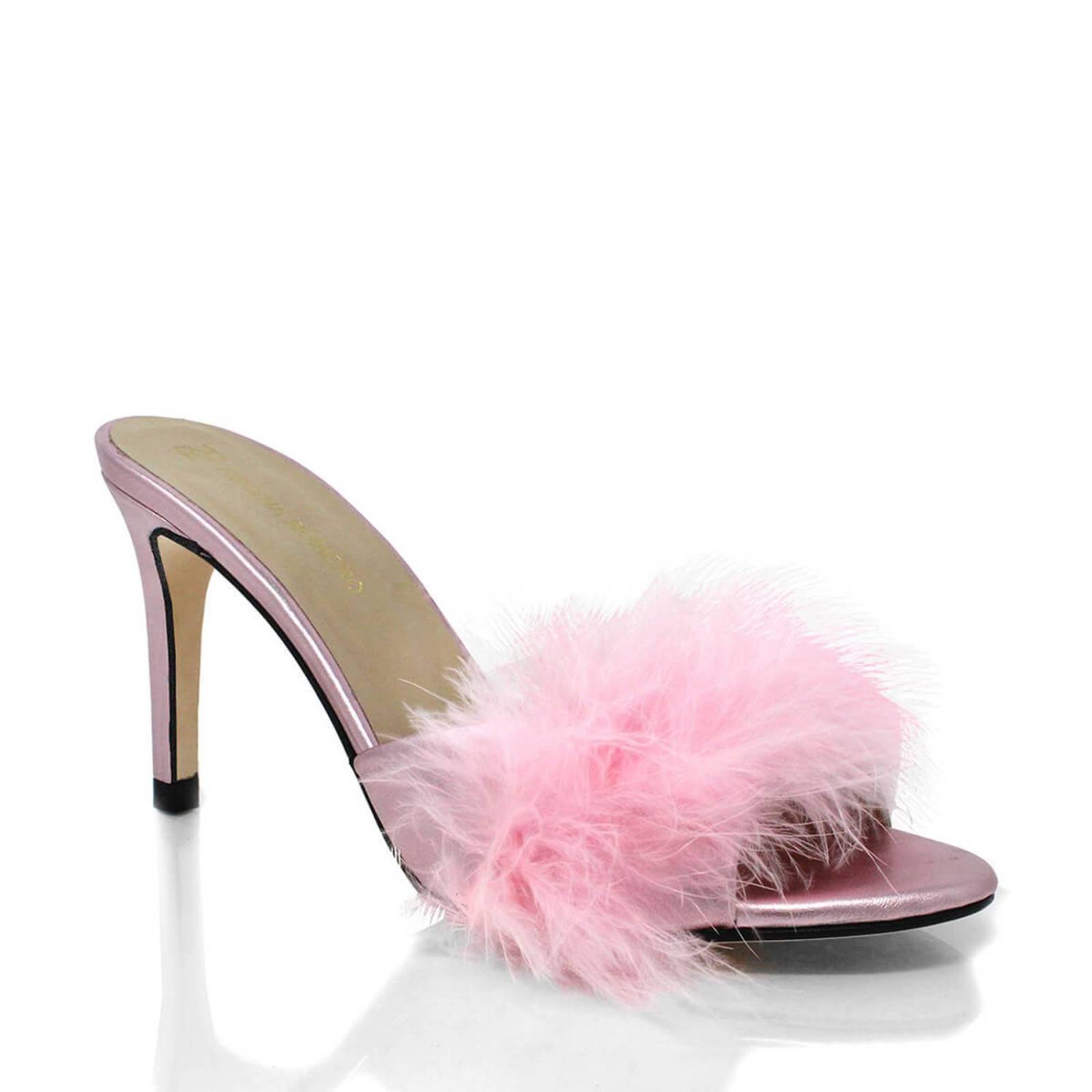 BARBIE 85 - Rosa Metalico Regina Romero Zapato Sandalia Zapatilla Tacon Alto Para Dama en Piel 
