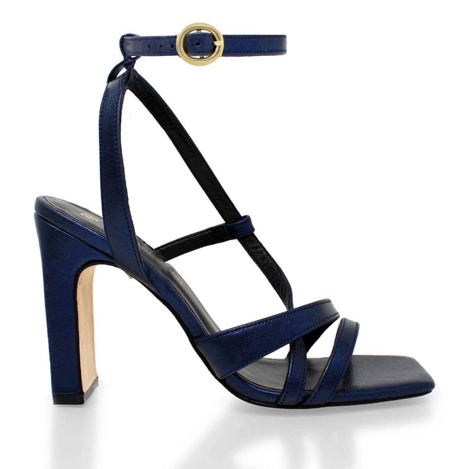 PIA 100 - Azul Metalico Regina Romero Zapato Sandalia Zapatilla Tacon Alto Para Dama en Piel 