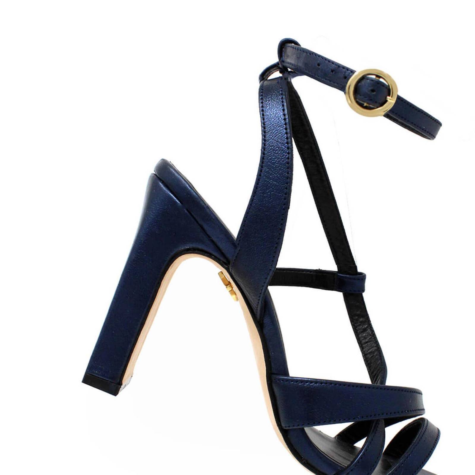 PIA 100 - Azul Metalico Regina Romero Zapato Sandalia Zapatilla Tacon Alto Para Dama en Piel 