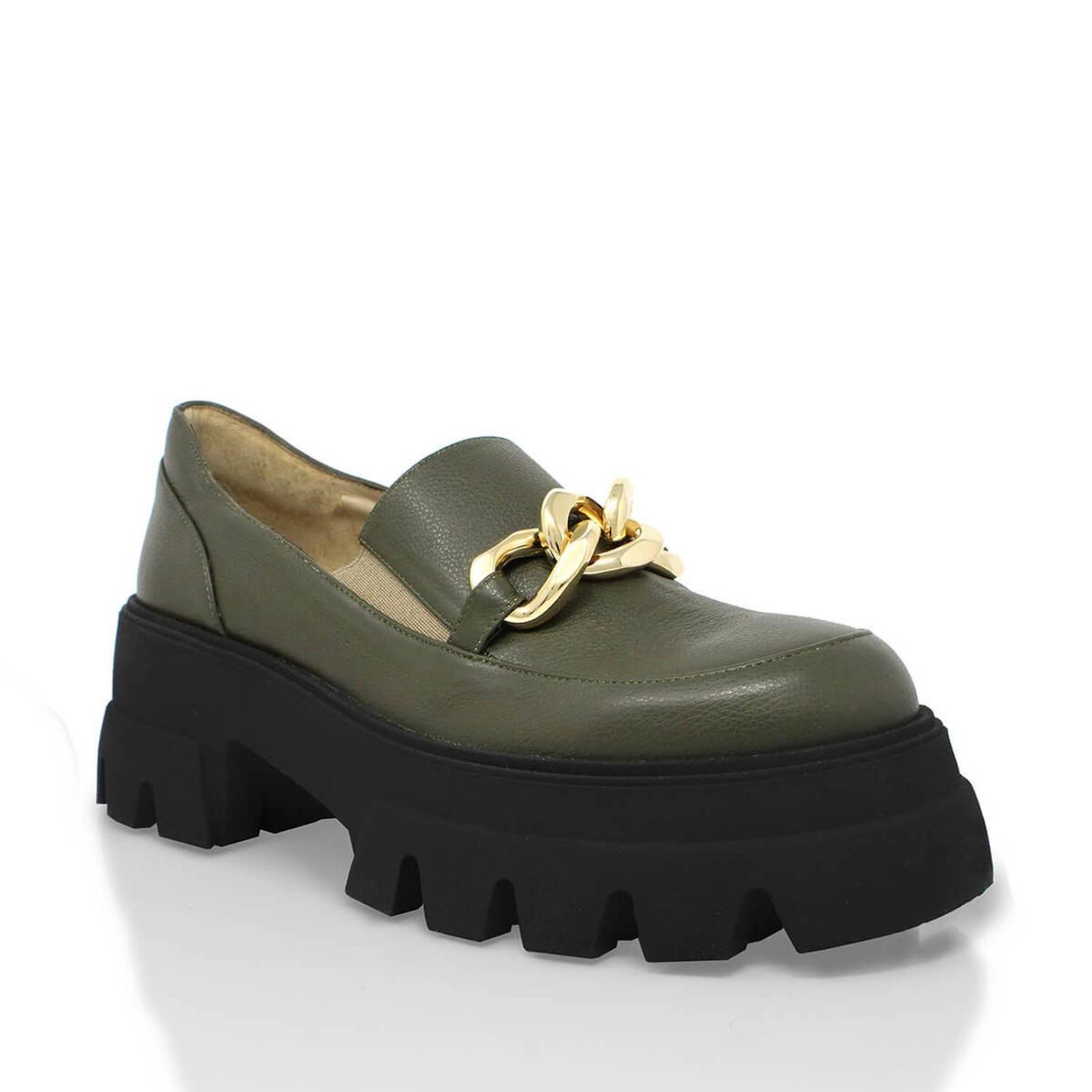 RAQUEL 65 - Verde Olivo Regina Romero Zapato Tenis Urbano Sport Para Dama en Piel 