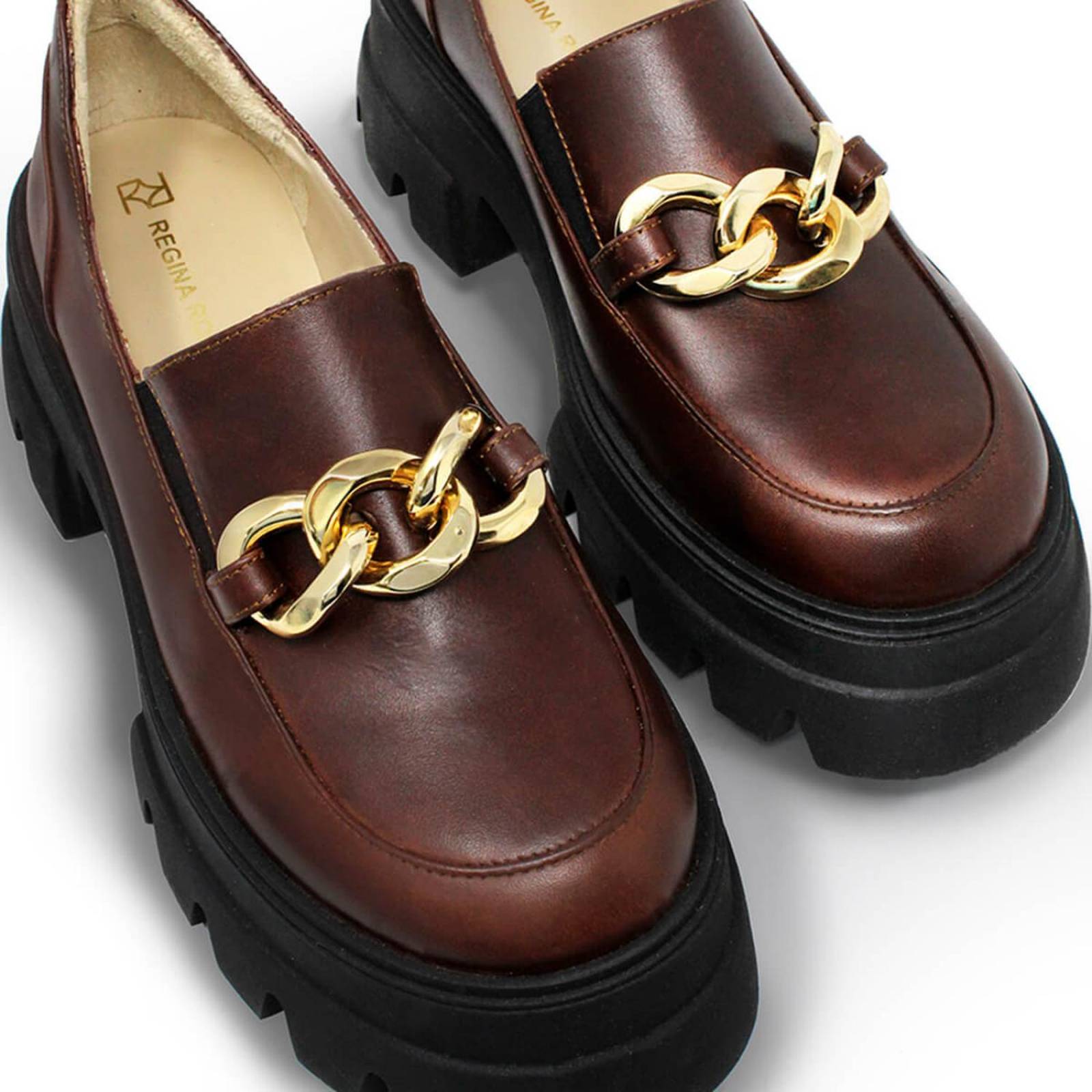 RAQUEL 65 - Cafe Oscuro Regina Romero Zapato Tenis Urbano Sport Para Dama en Piel 