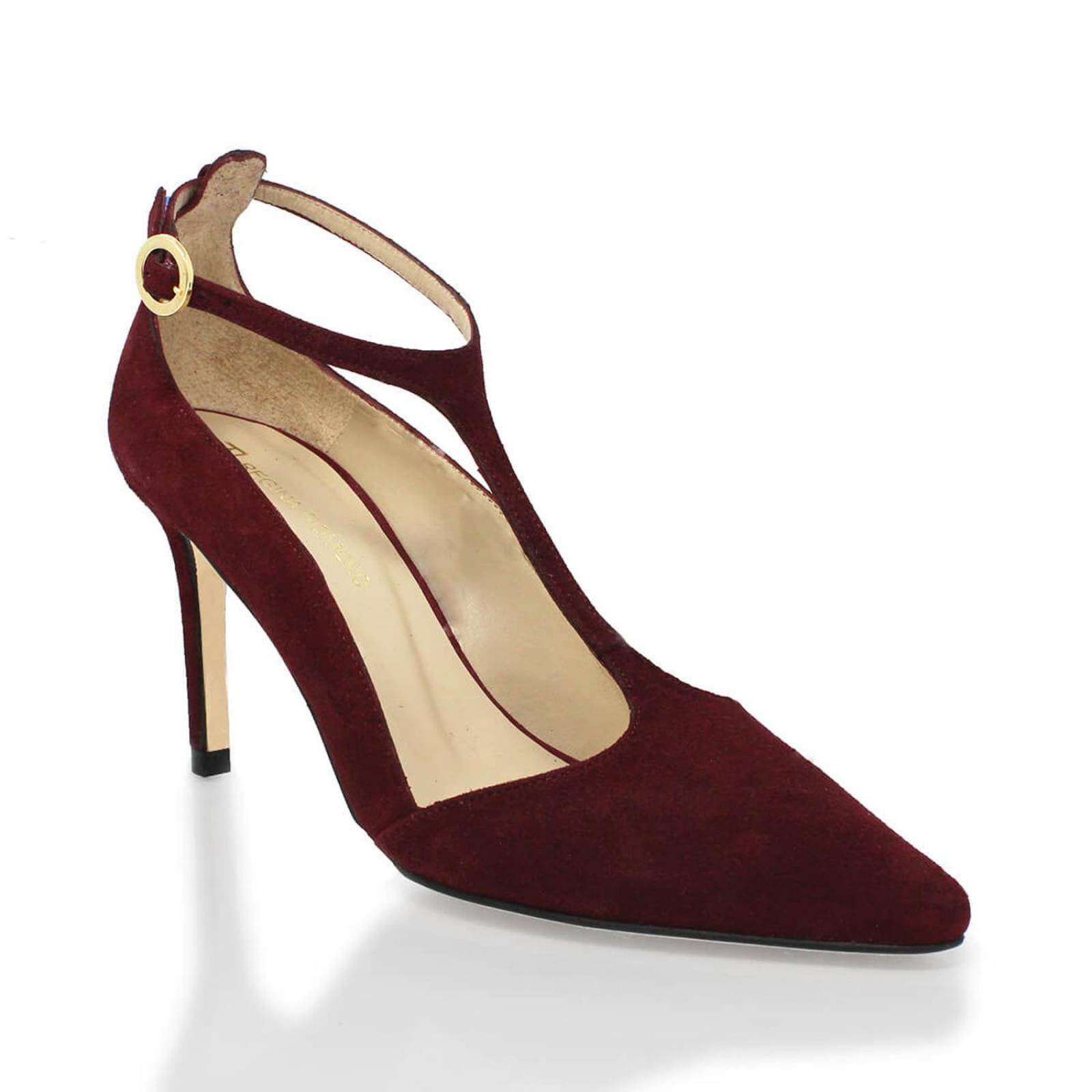 TERE 75 - Ante Vino Regina Romero Zapato Zapatilla Tacon Alto Para Dama en Piel 