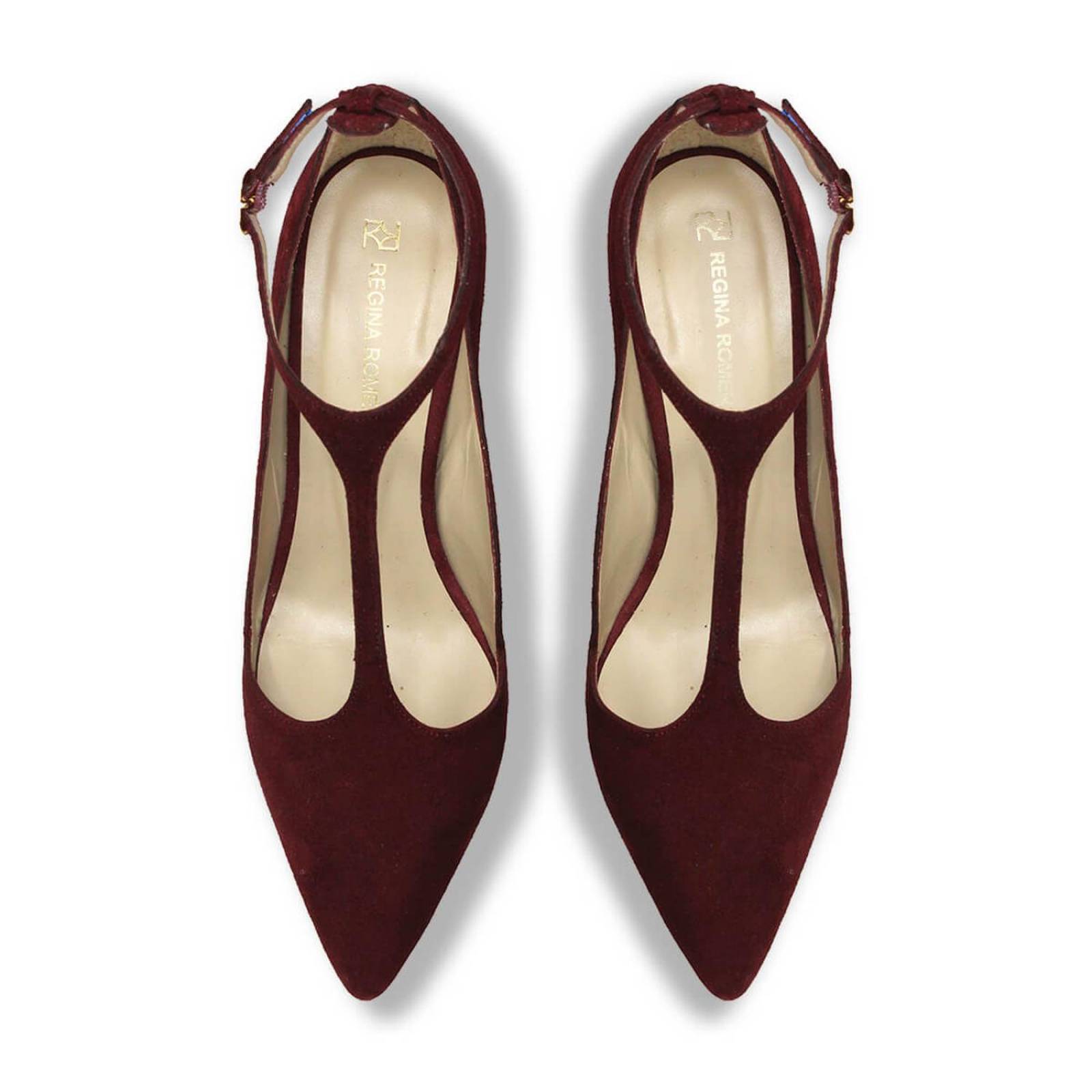 TERE 75 - Ante Vino Regina Romero Zapato Zapatilla Tacon Alto Para Dama en Piel 