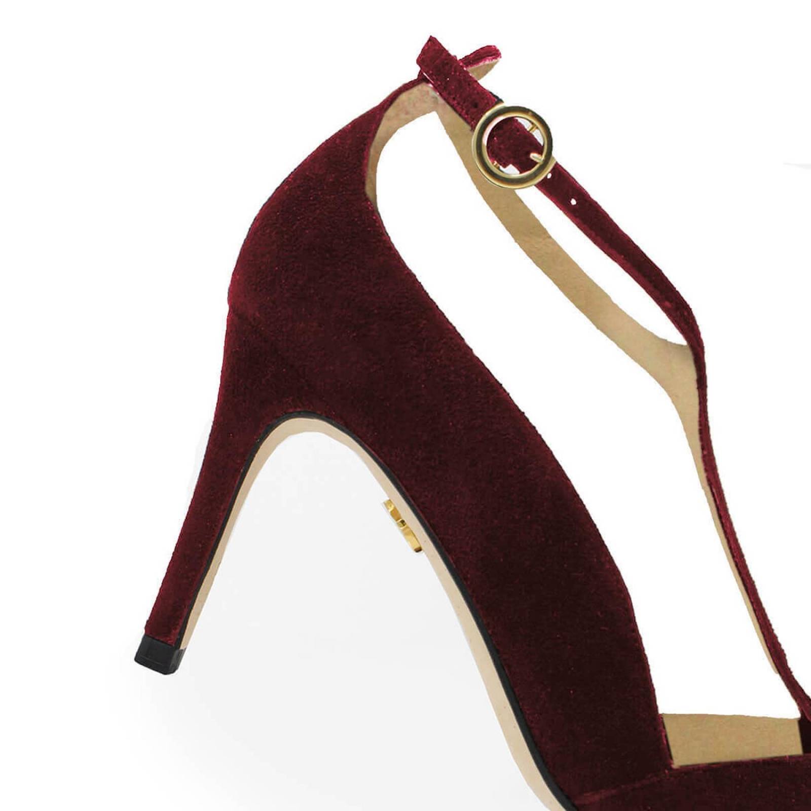 TERE 75 - Ante Vino Regina Romero Zapato Zapatilla Tacon Alto Para Dama en Piel 