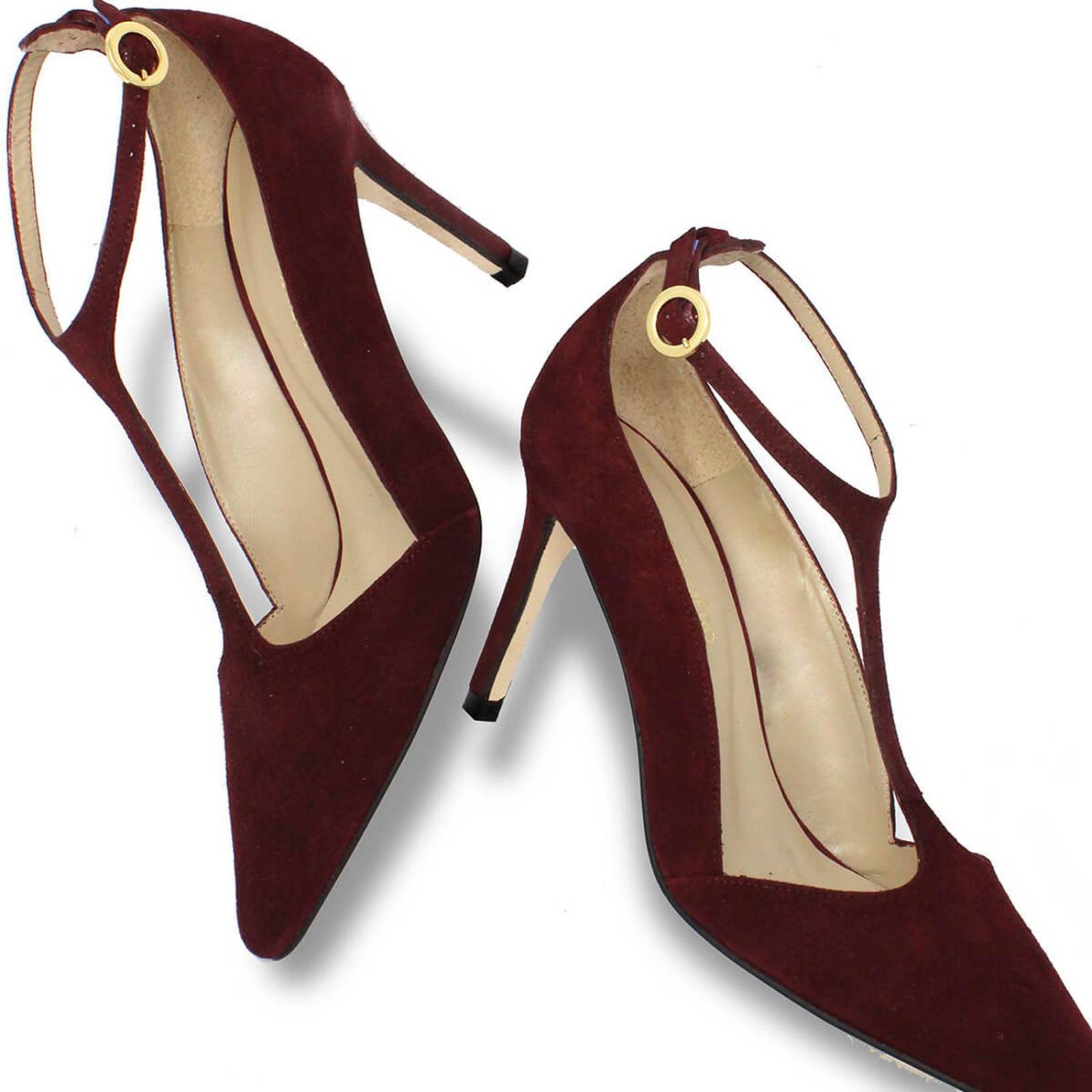 TERE 75 - Ante Vino Regina Romero Zapato Zapatilla Tacon Alto Para Dama en Piel 