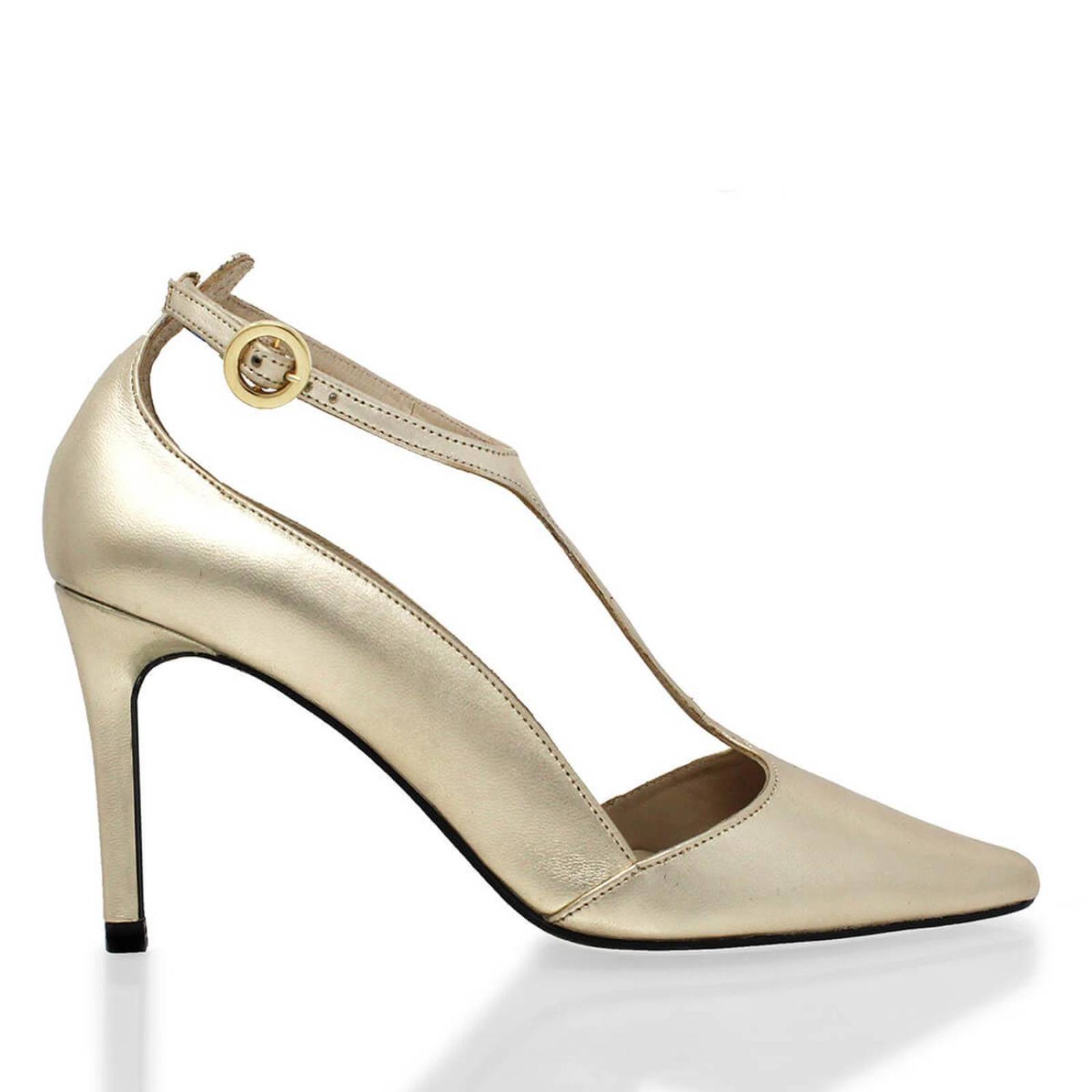 TERE 75 - Oro Claro Regina Romero Zapato Zapatilla Tacon Alto Para Dama en Piel 