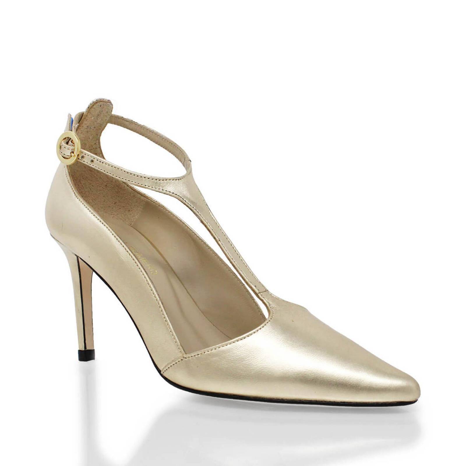 TERE 75 - Oro Claro Regina Romero Zapato Zapatilla Tacon Alto Para Dama en Piel 