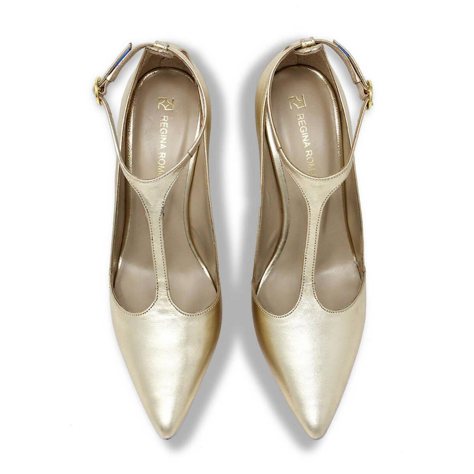 TERE 75 - Oro Claro Regina Romero Zapato Zapatilla Tacon Alto Para Dama en Piel 