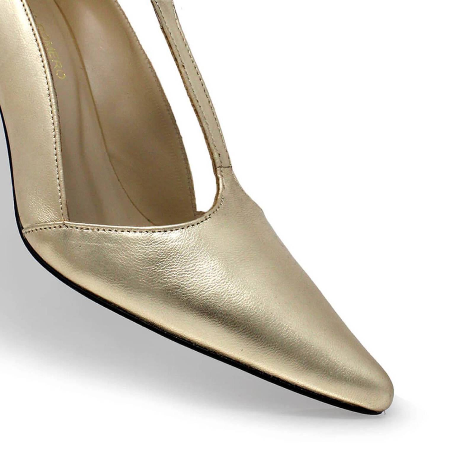 TERE 75 - Oro Claro Regina Romero Zapato Zapatilla Tacon Alto Para Dama en Piel 