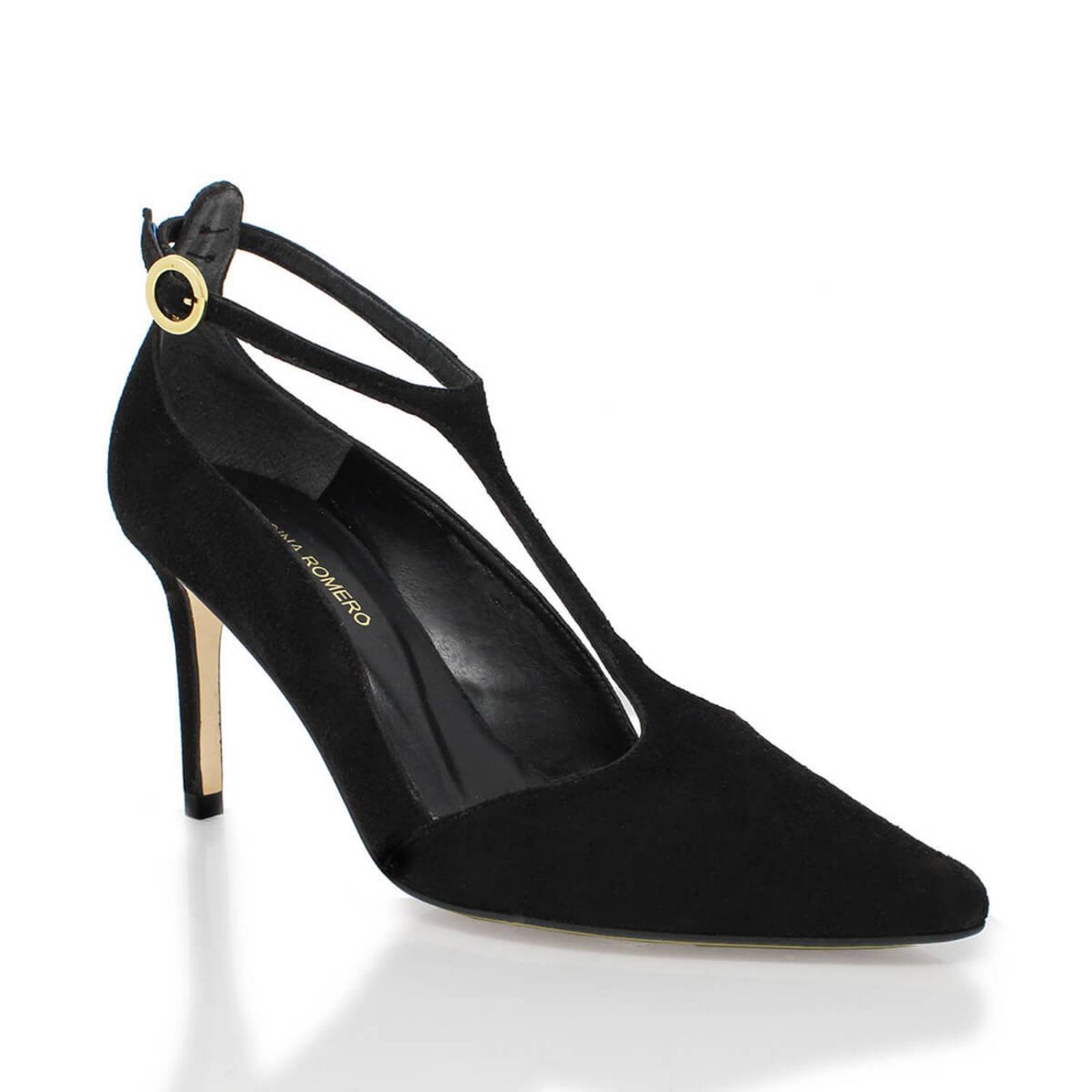 TERE 75 - Ante Negro Regina Romero Zapato Zapatilla Tacon Alto Para Dama en Piel 