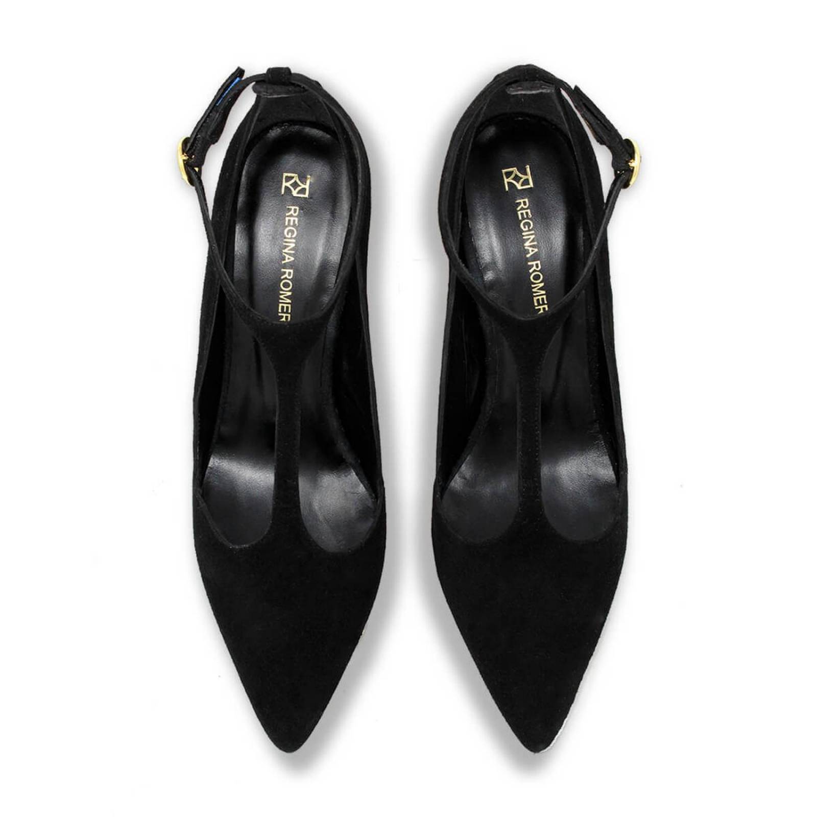 TERE 75 - Ante Negro Regina Romero Zapato Zapatilla Tacon Alto Para Dama en Piel 