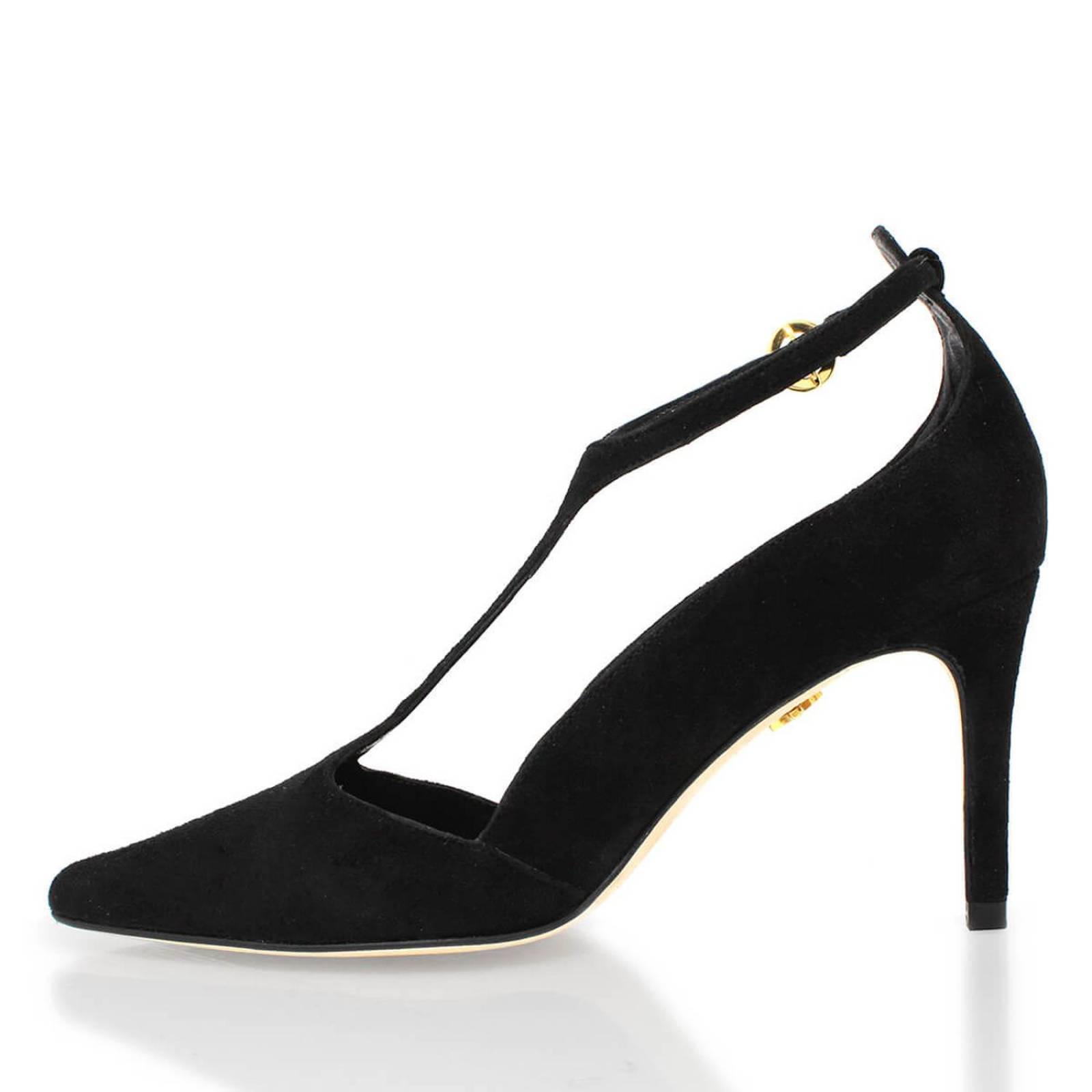 TERE 75 - Ante Negro Regina Romero Zapato Zapatilla Tacon Alto Para Dama en Piel 