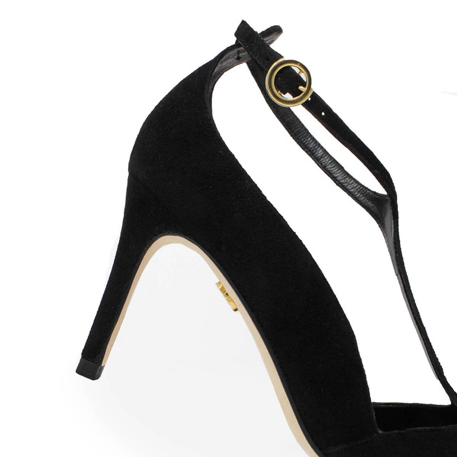 TERE 75 - Ante Negro Regina Romero Zapato Zapatilla Tacon Alto Para Dama en Piel 