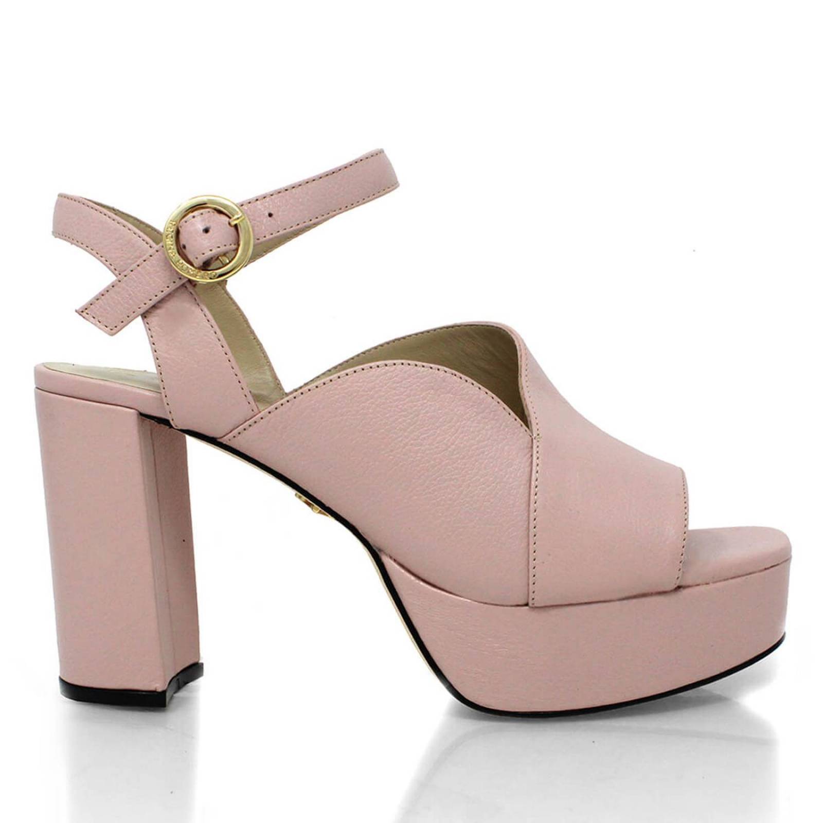 LETICIA 95 - Rosa Claro Regina Romero Zapato Sandalia Plataforma Tacon Alto Para Dama en Piel