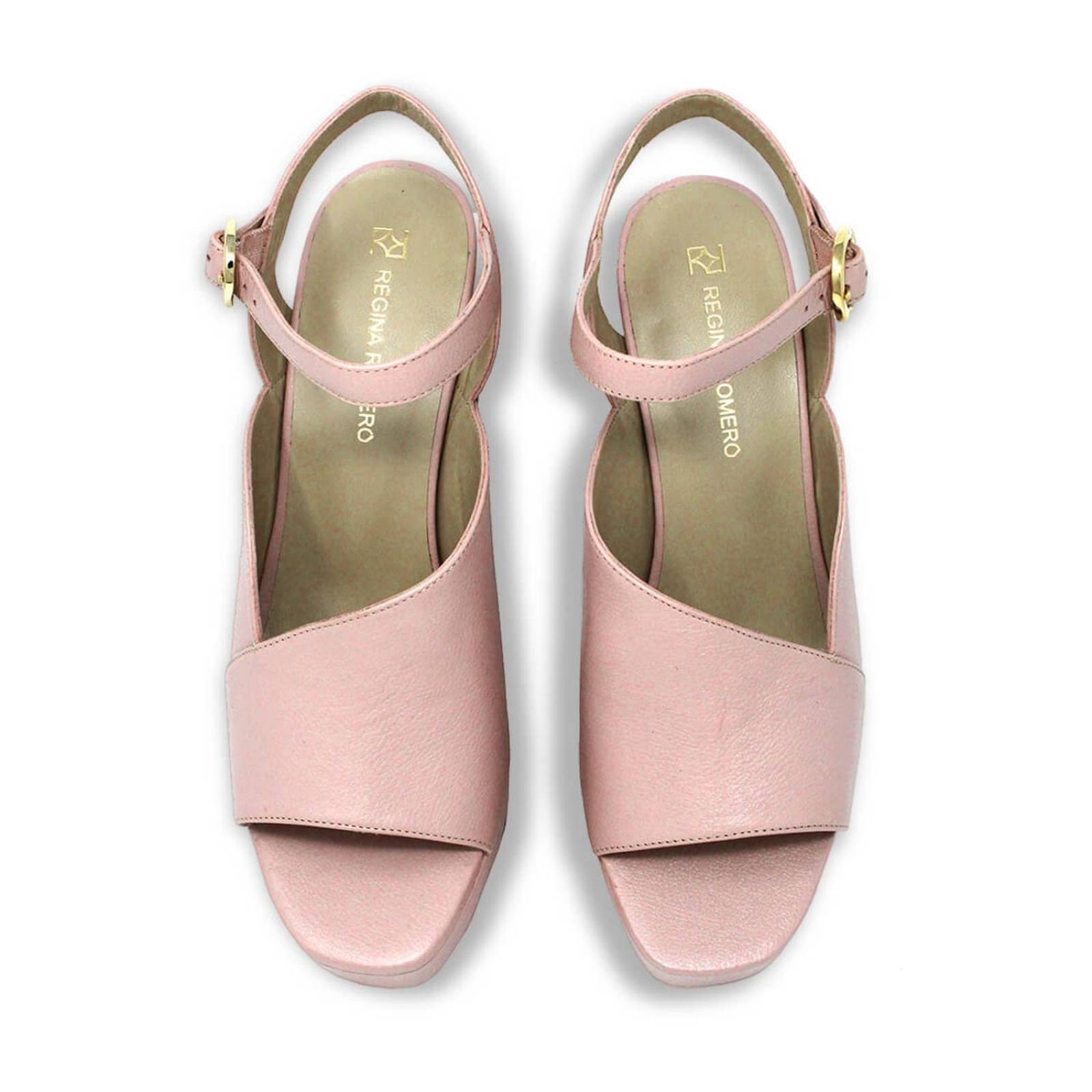 LETICIA 95 - Rosa Claro Regina Romero Zapato Sandalia Plataforma Tacon Alto Para Dama en Piel