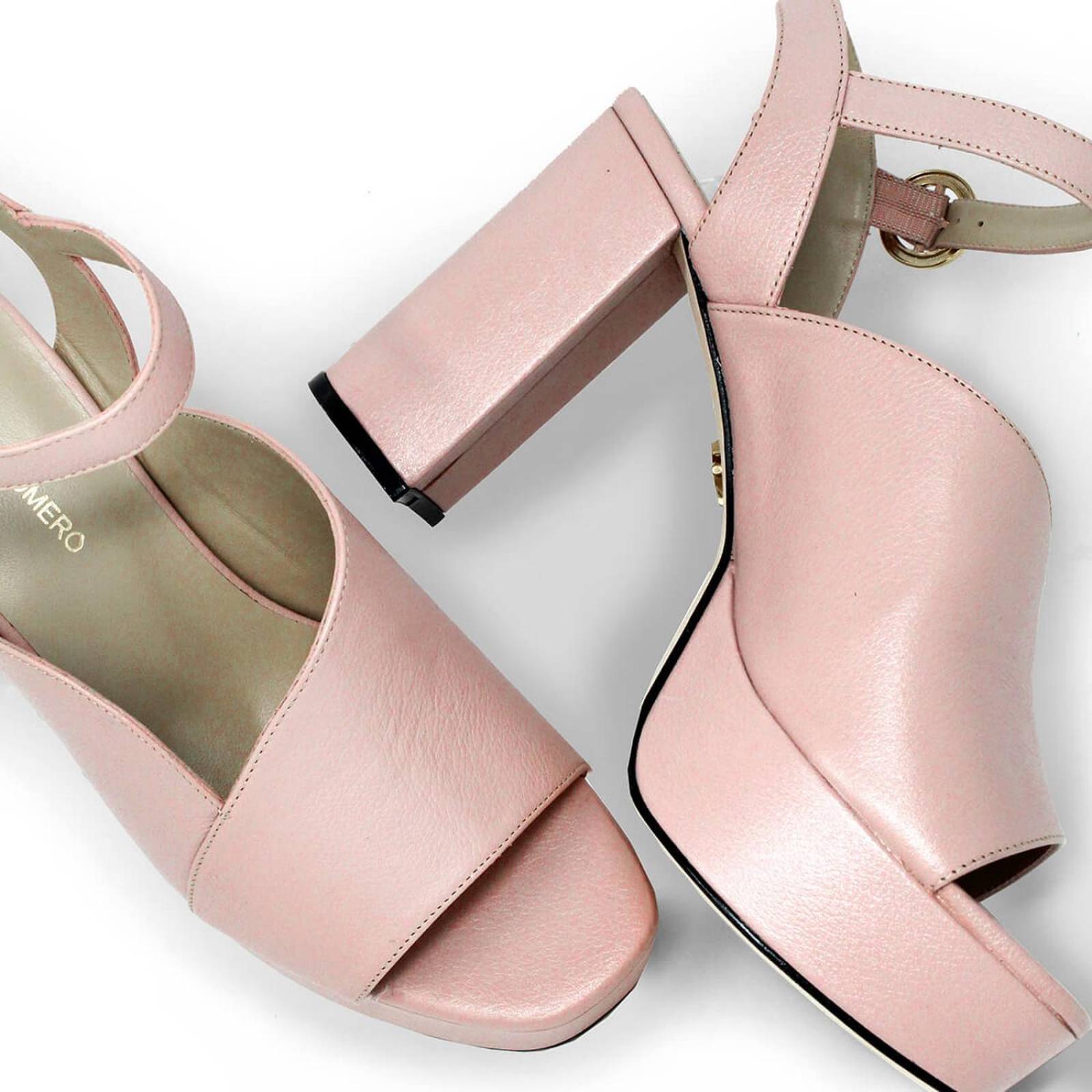 LETICIA 95 - Rosa Claro Regina Romero Zapato Sandalia Plataforma Tacon Alto Para Dama en Piel