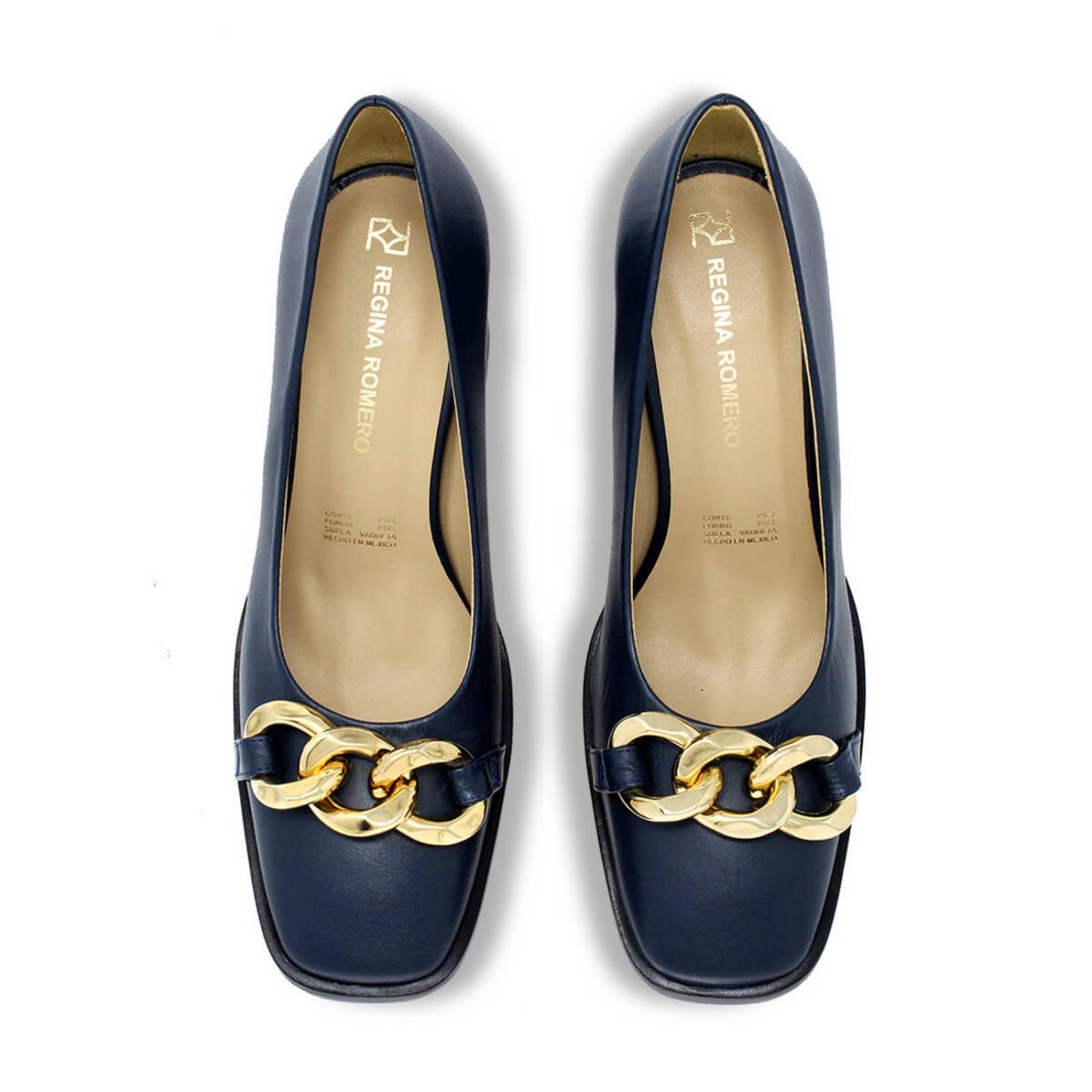CASSIE 75 - Azul Marino Regina Romero Zapato Zapatilla Tacon Alto Para Dama en Piel 