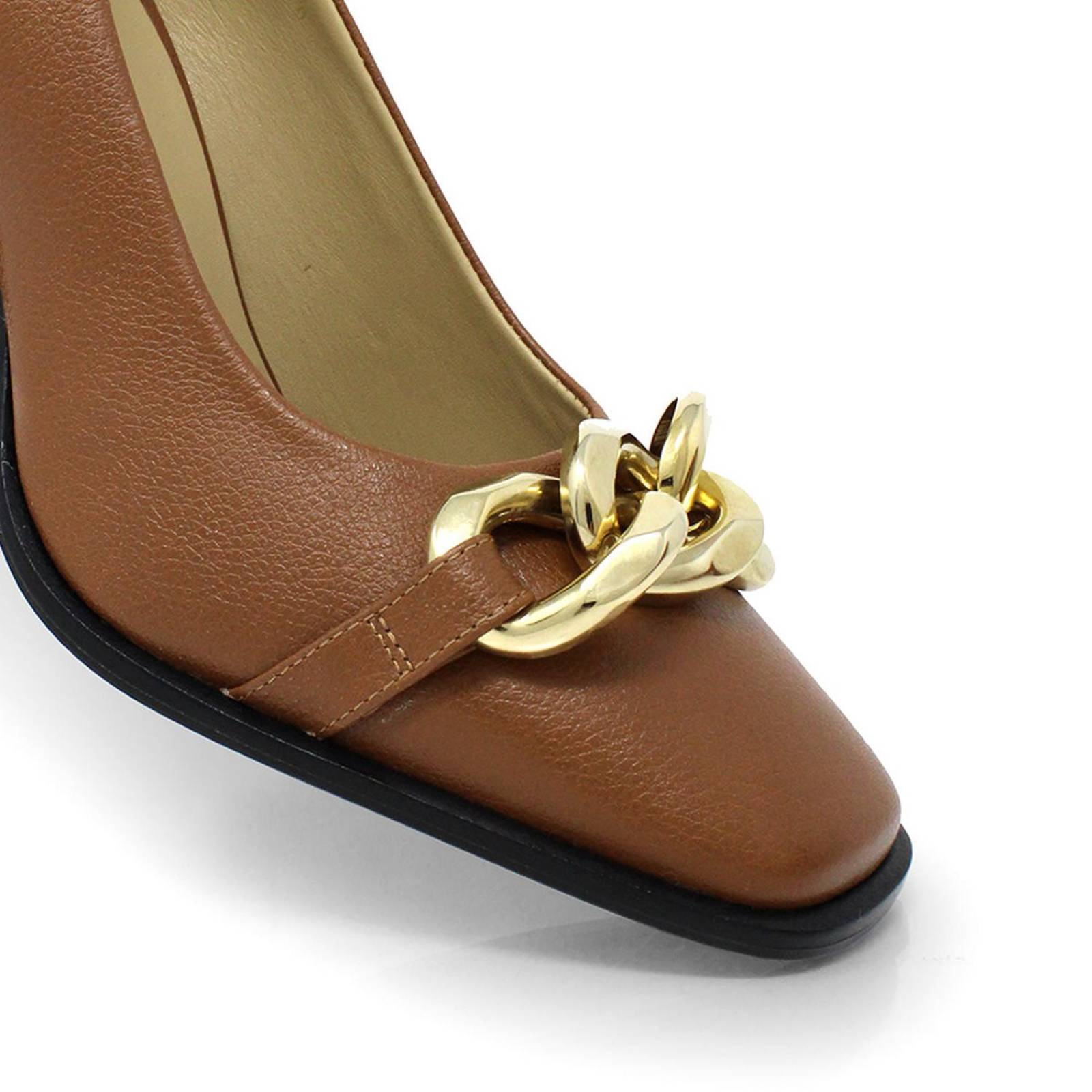 CASSIE 75 - Tan Regina Romero Zapato Zapatilla Tacon Alto Para Dama en Piel 