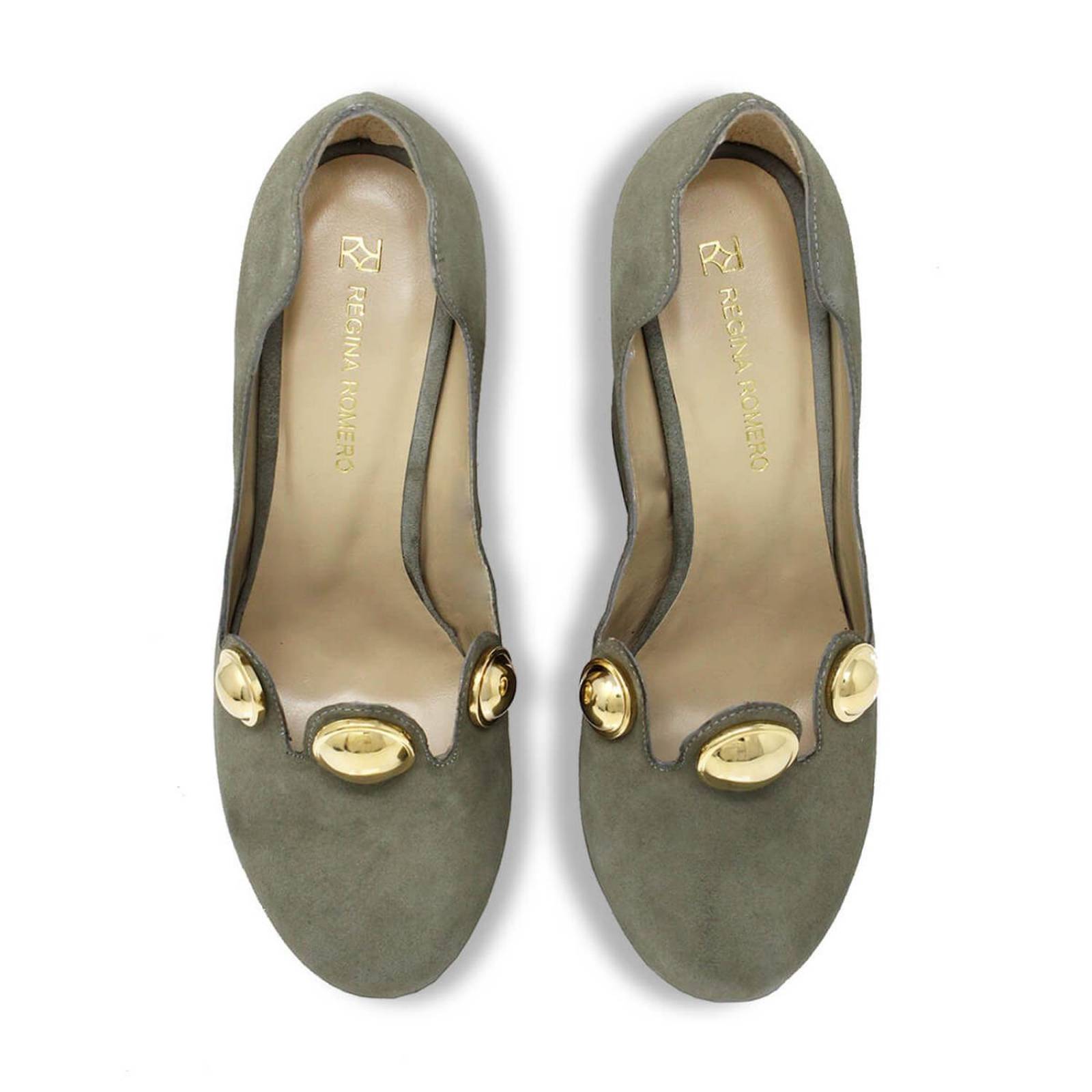 ROXANNE 135 - Ante Verde Regina Romero Zapato Plataforma Tacon Alto Para Dama en Piel