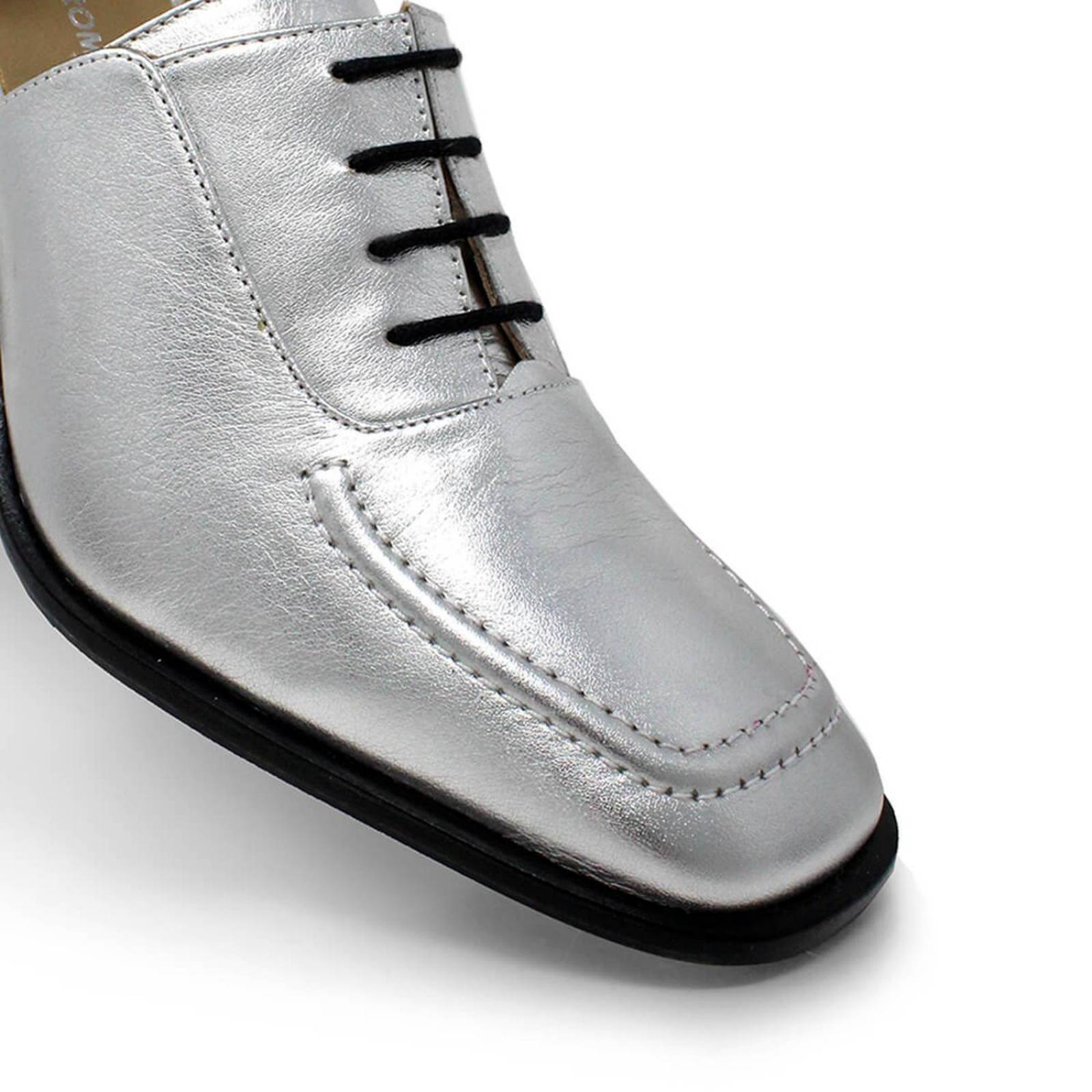 ERICA 75 - Plata Regina Romero Zapato Zapatilla Tacon Alto Para Dama en Piel 