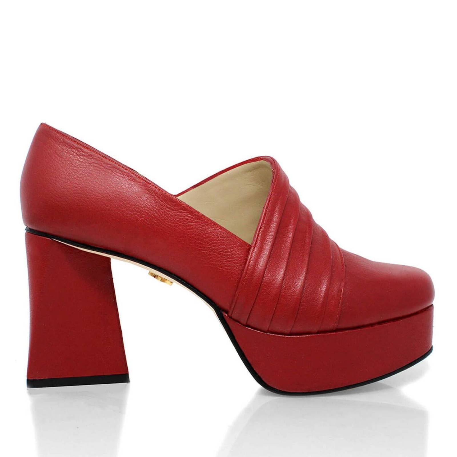 MIRELLE 95 - Rojo Regina Romero Zapato Plataforma Tacon Alto Para Dama en Piel