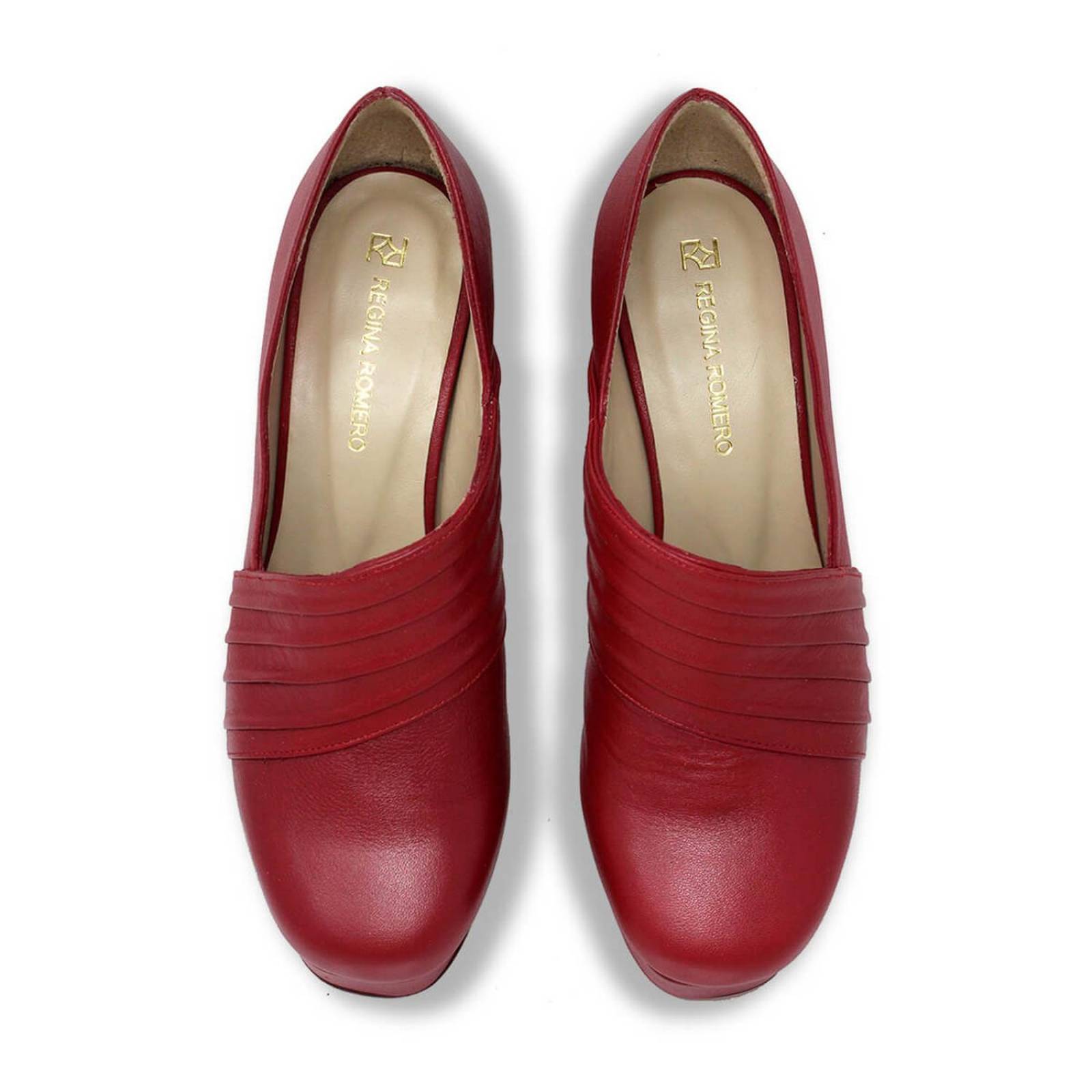 MIRELLE 95 - Rojo Regina Romero Zapato Plataforma Tacon Alto Para Dama en Piel