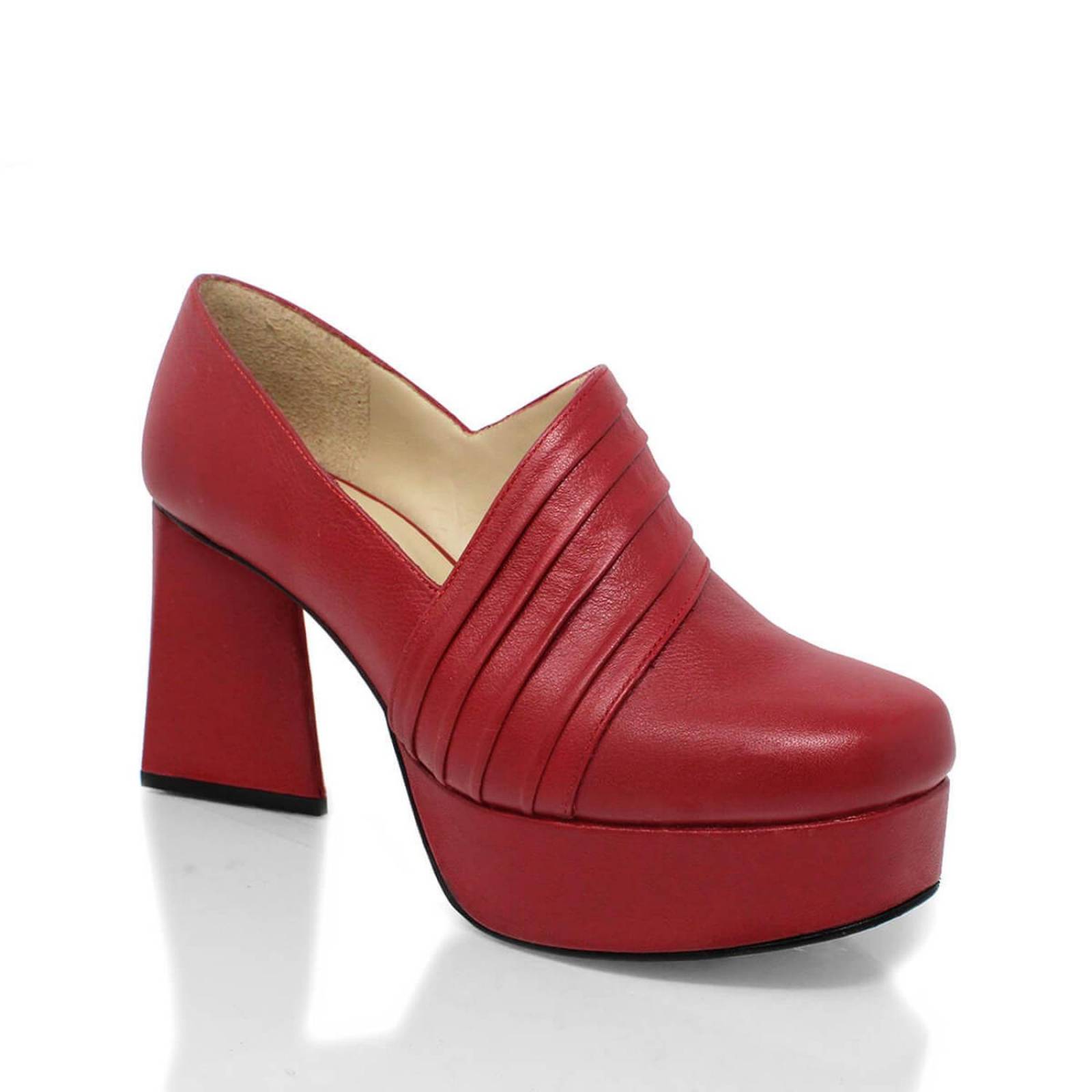 MIRELLE 95 - Rojo Regina Romero Zapato Plataforma Tacon Alto Para Dama en Piel