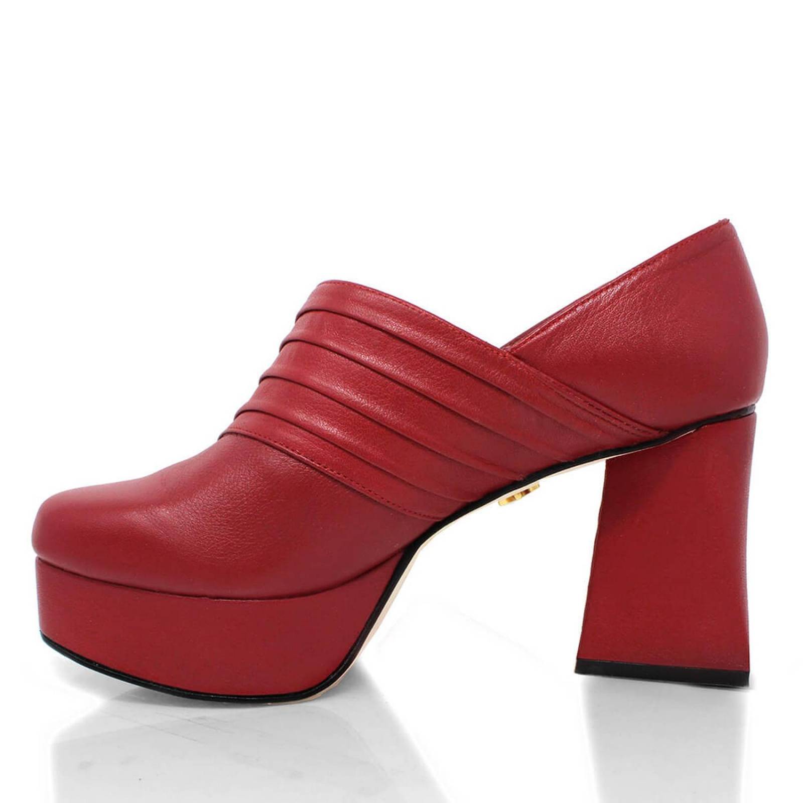 MIRELLE 95 - Rojo Regina Romero Zapato Plataforma Tacon Alto Para Dama en Piel