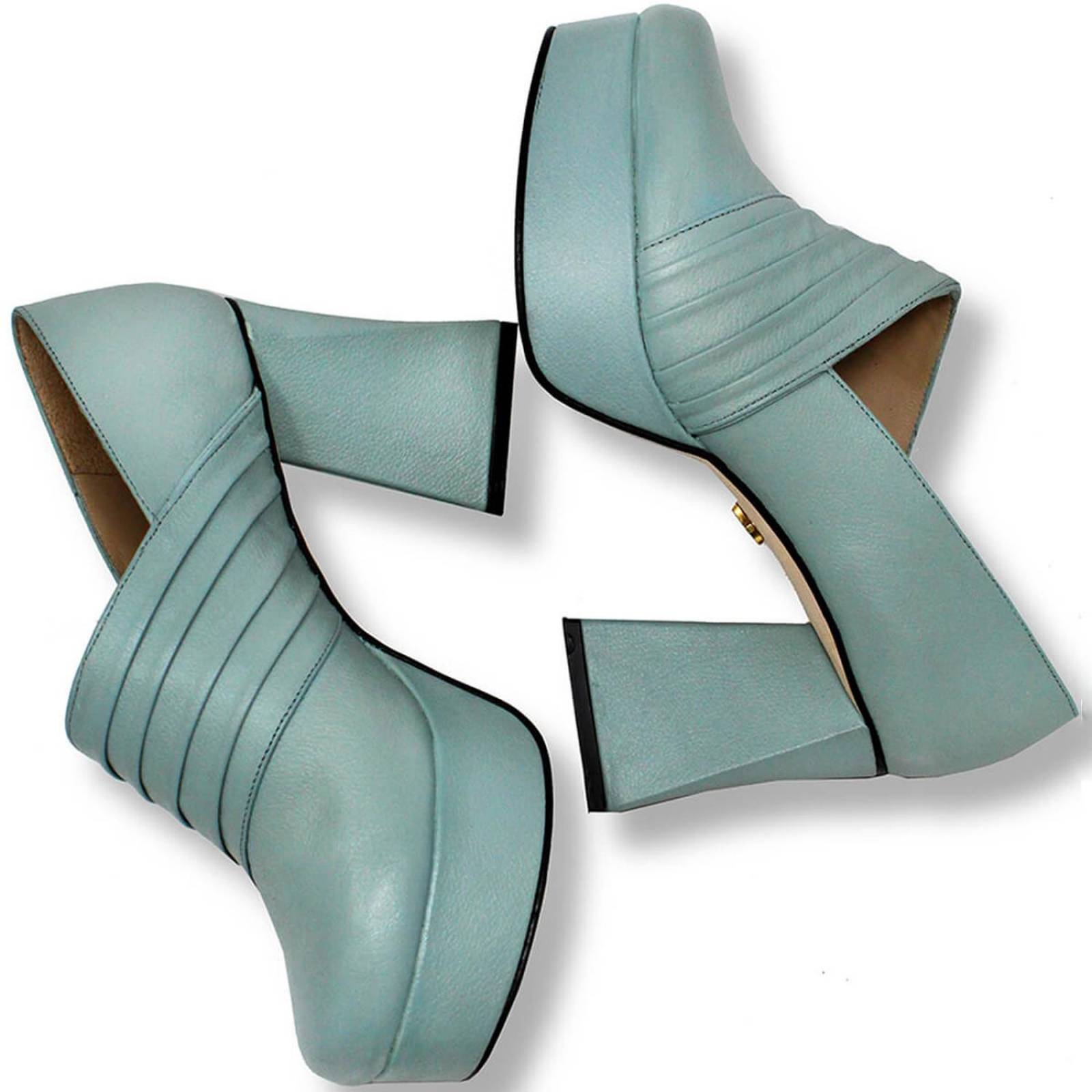MIRELLE 95 - Menta Regina Romero Zapato Plataforma Tacon Alto Para Dama en Piel 