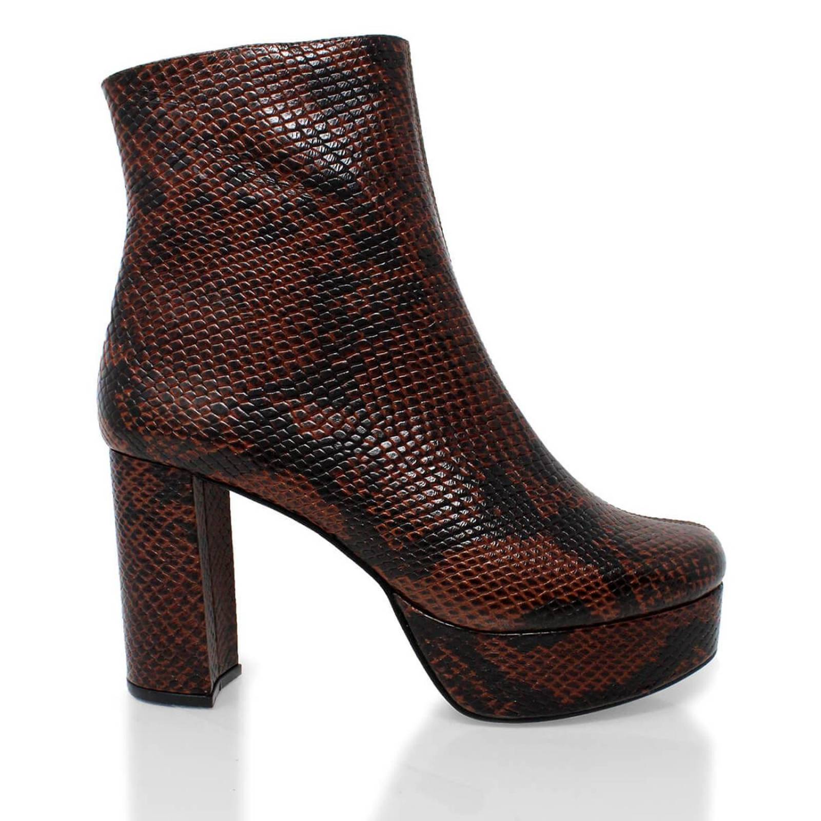 ELSY 95 - Cafe Regina Romero Zapato Bota Botin Plataforma Tacon Alto Para Dama en Piel 