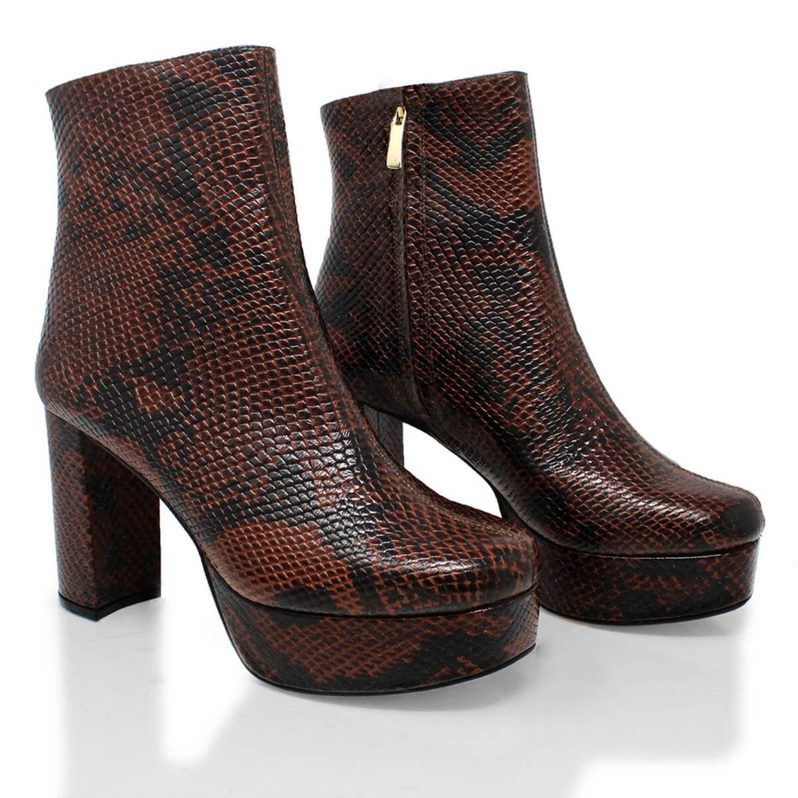 ELSY 95 - Cafe Regina Romero Zapato Bota Botin Plataforma Tacon Alto Para Dama en Piel 