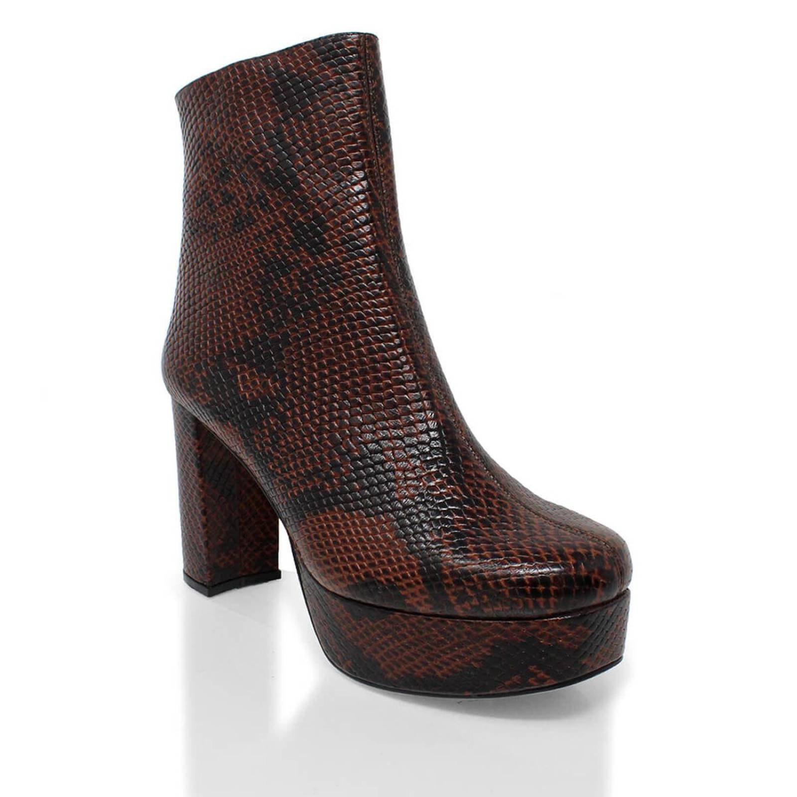 ELSY 95 - Cafe Regina Romero Zapato Bota Botin Plataforma Tacon Alto Para Dama en Piel 