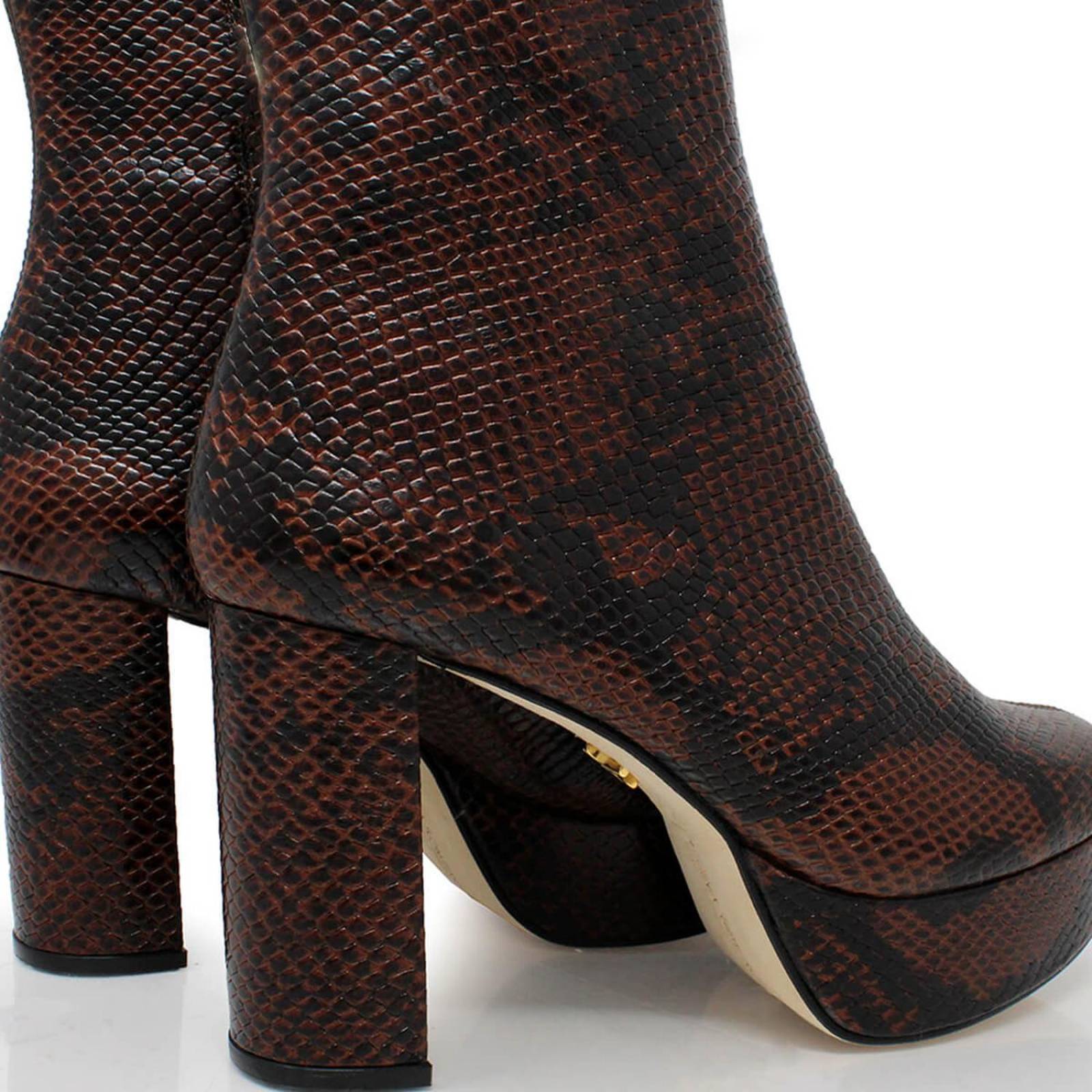 ELSY 95 - Cafe Regina Romero Zapato Bota Botin Plataforma Tacon Alto Para Dama en Piel 