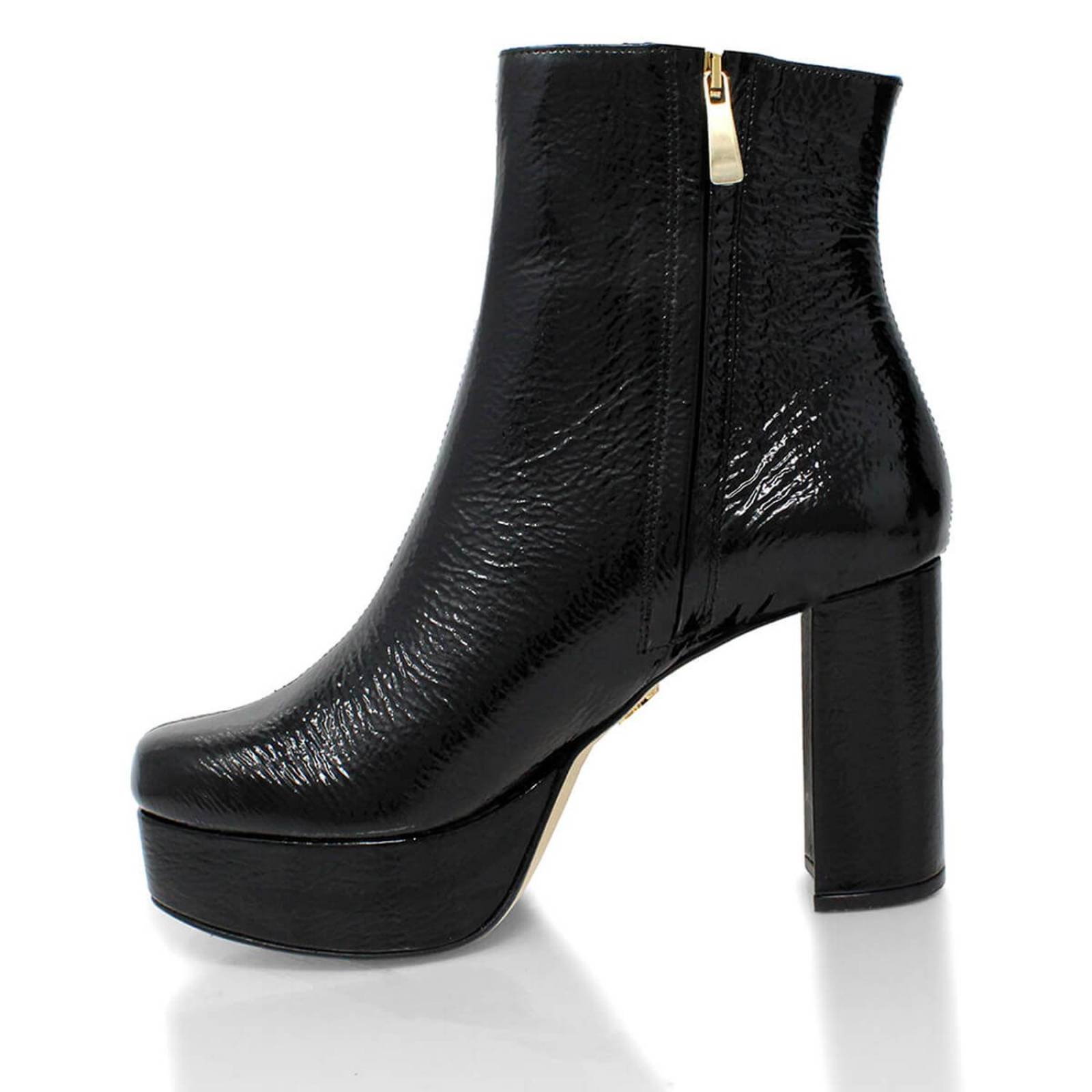 ELSY 95 - Charol Negro Regina Romero Zapato Bota Botin Plataforma Tacon Alto para Dama en Piel 