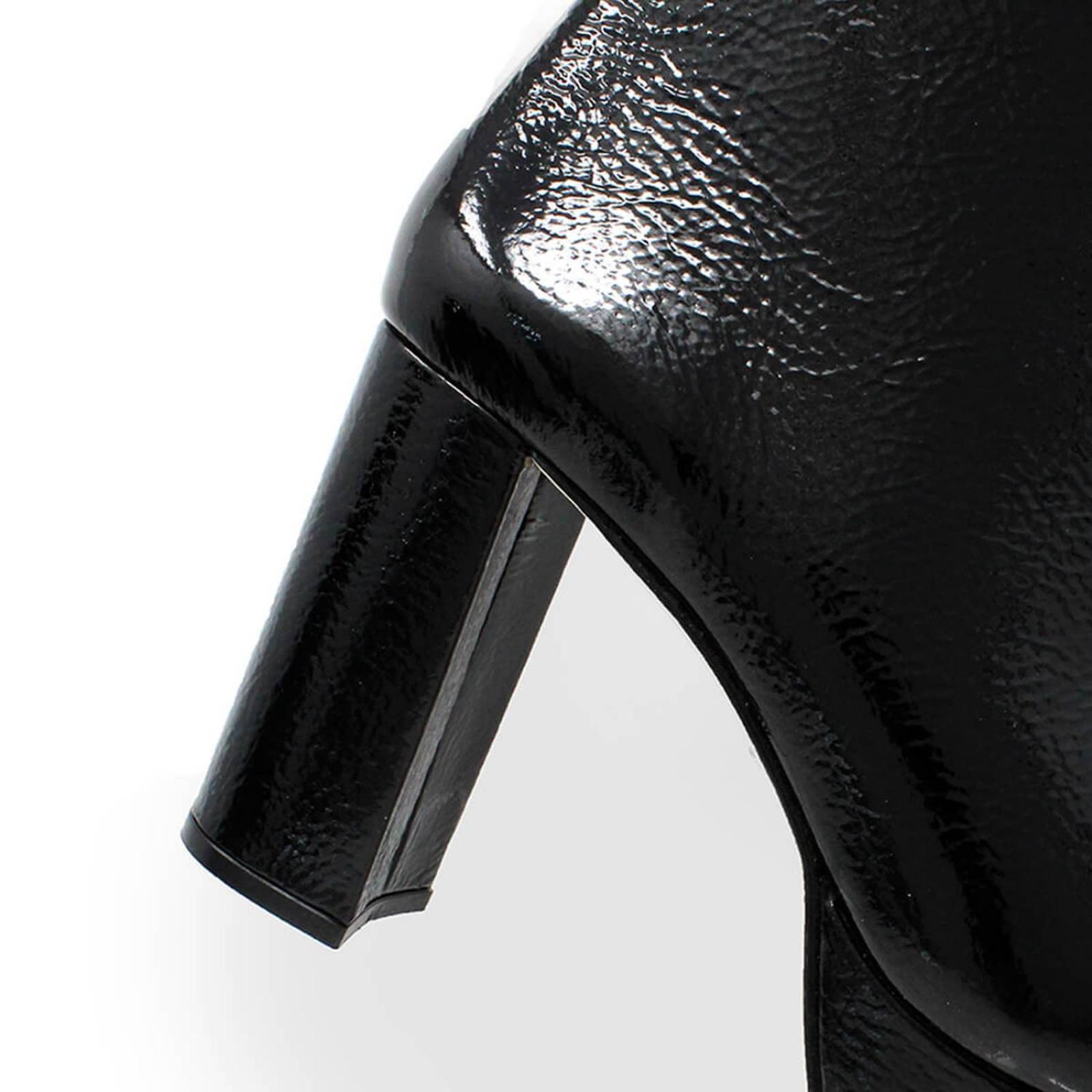 ELSY 95 - Charol Negro Regina Romero Zapato Bota Botin Plataforma Tacon Alto para Dama en Piel 