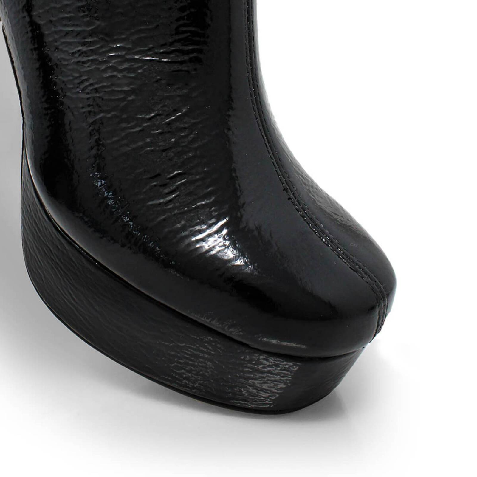ELSY 95 - Charol Negro Regina Romero Zapato Bota Botin Plataforma Tacon Alto para Dama en Piel 