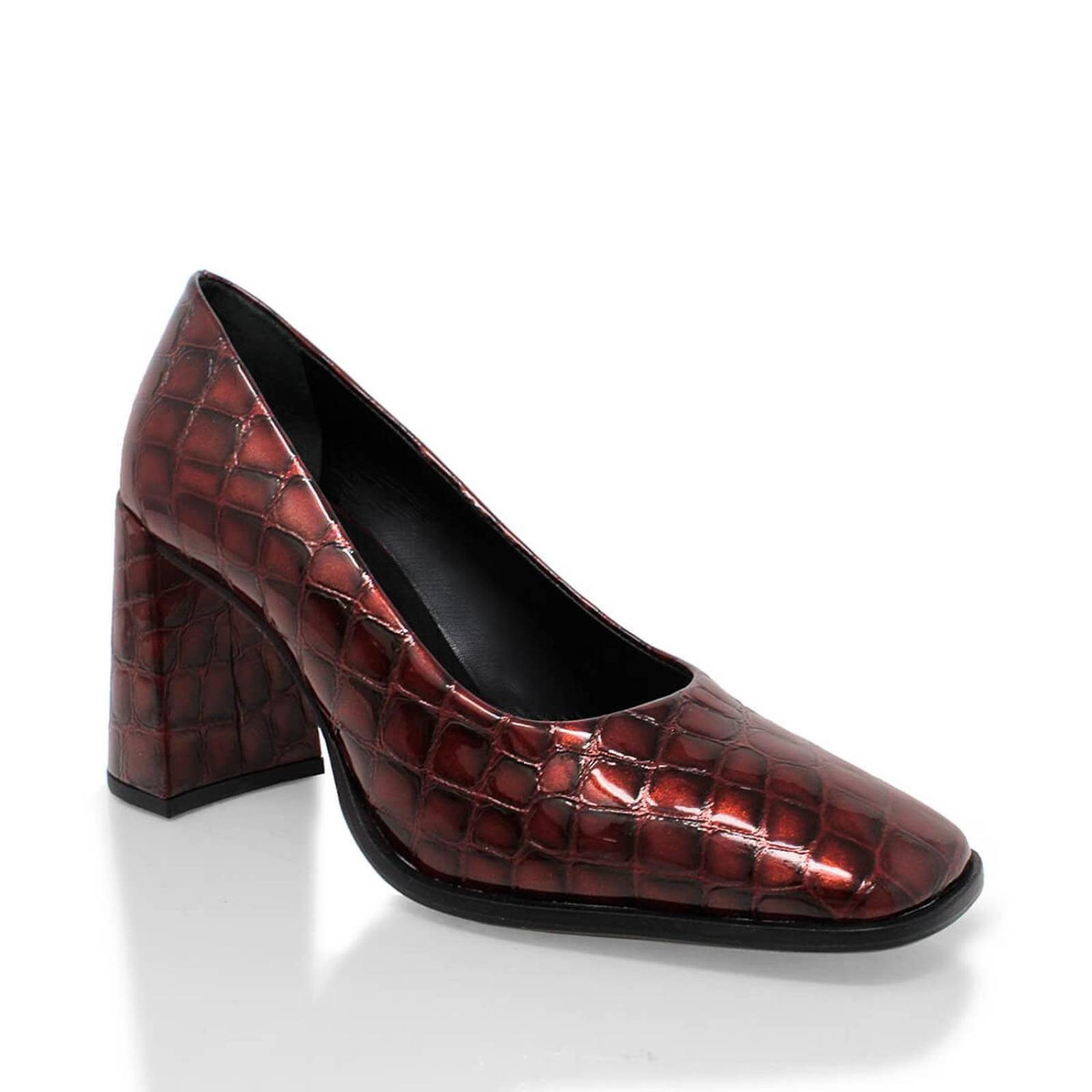 KAT 75 - Charol Vino Regina Romero Zapato Zapatilla Tacon Alto Para Dama en Piel 