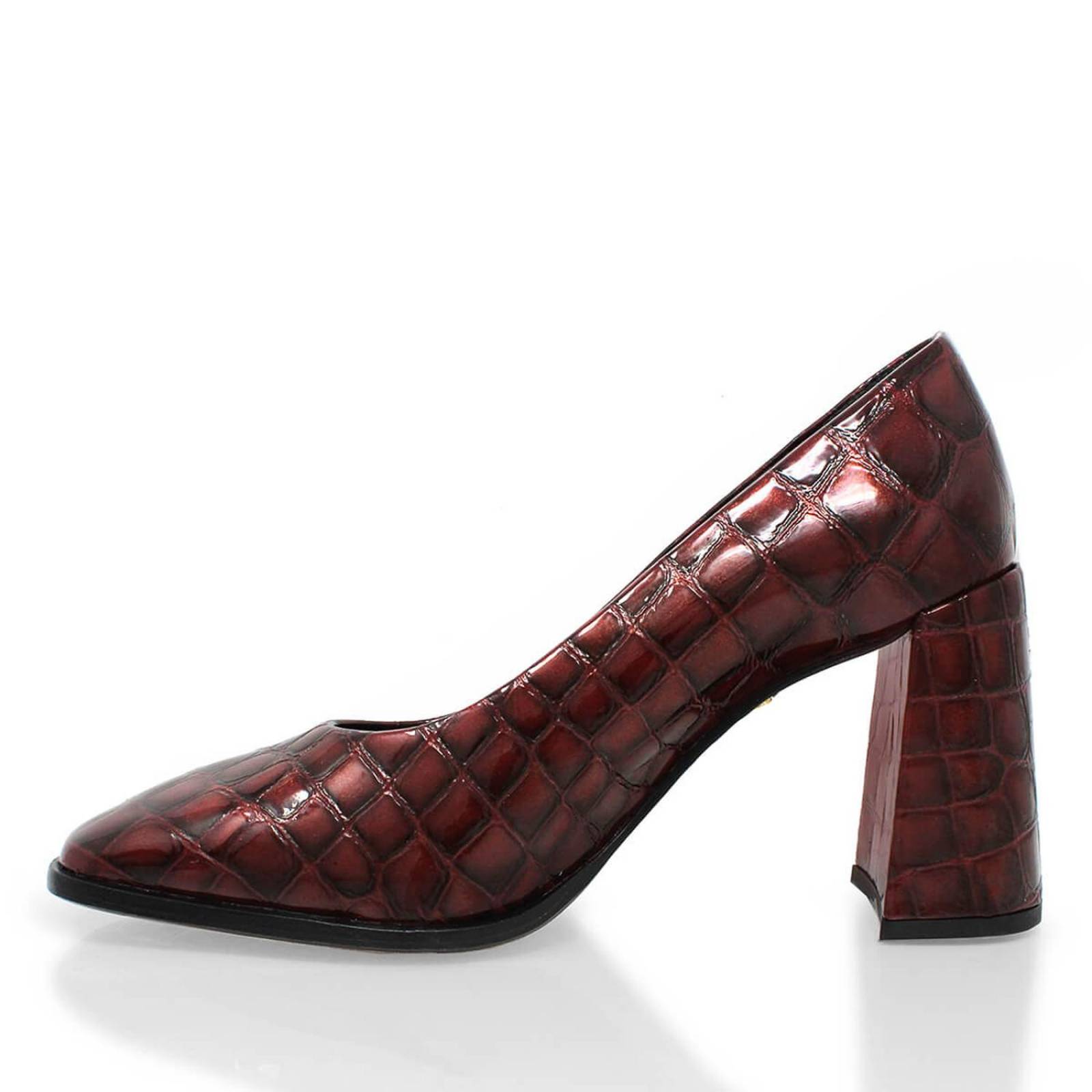 KAT 75 - Charol Vino Regina Romero Zapato Zapatilla Tacon Alto Para Dama en Piel 