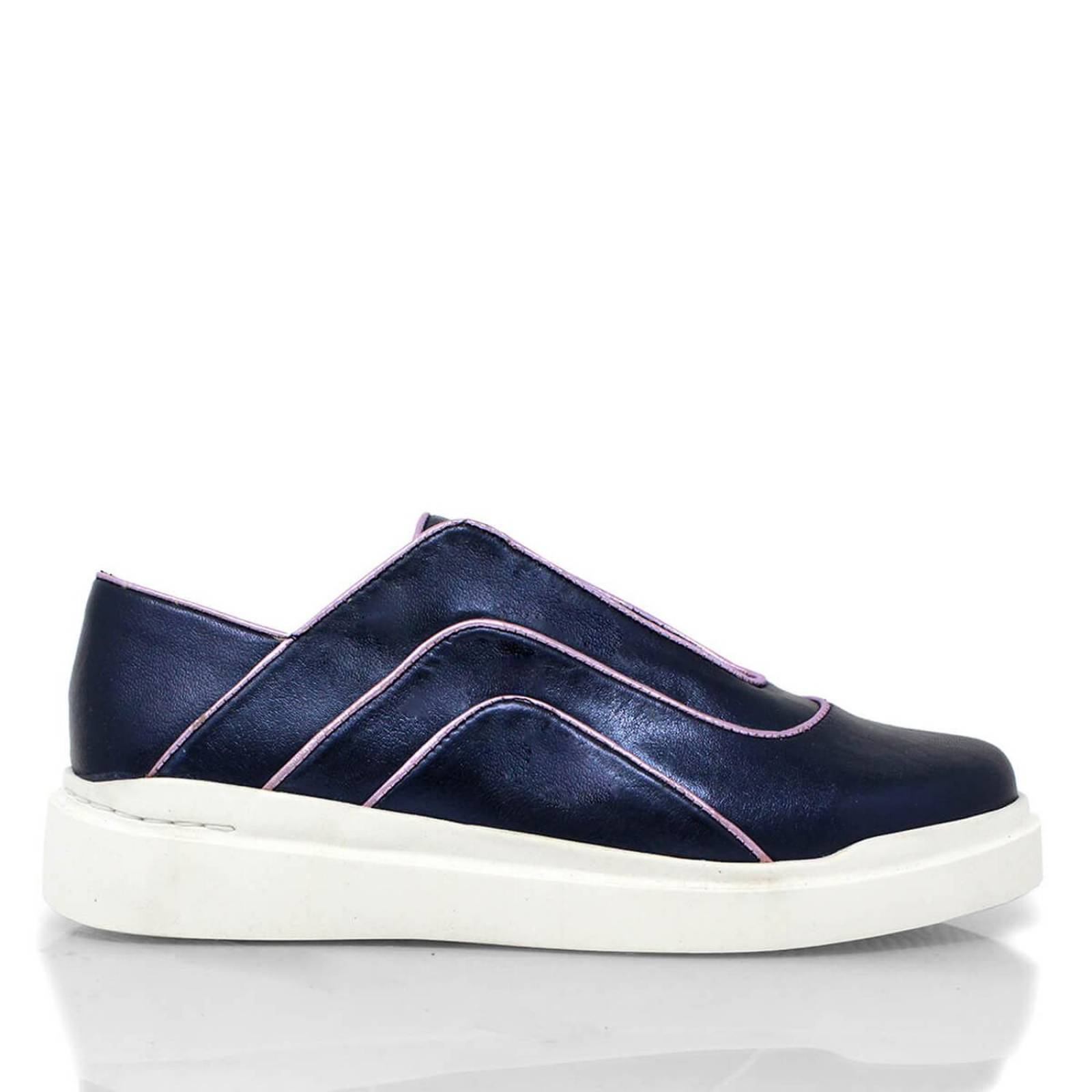 CHARLIE 35 - Azul Metalico Regina Romero Zapato Tenis Urbano Sport Para Dama en Piel 