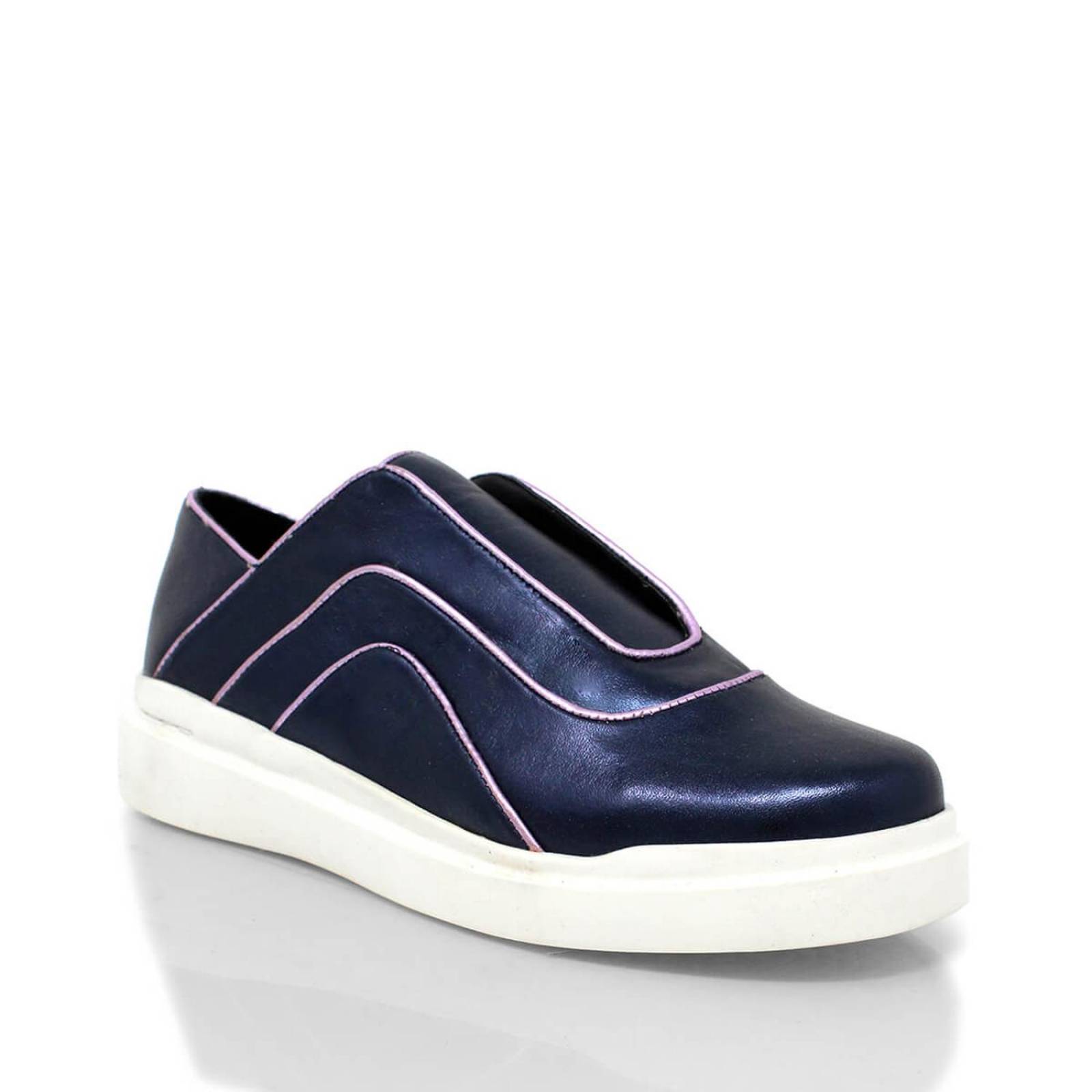 CHARLIE 35 - Azul Metalico Regina Romero Zapato Tenis Urbano Sport Para Dama en Piel 