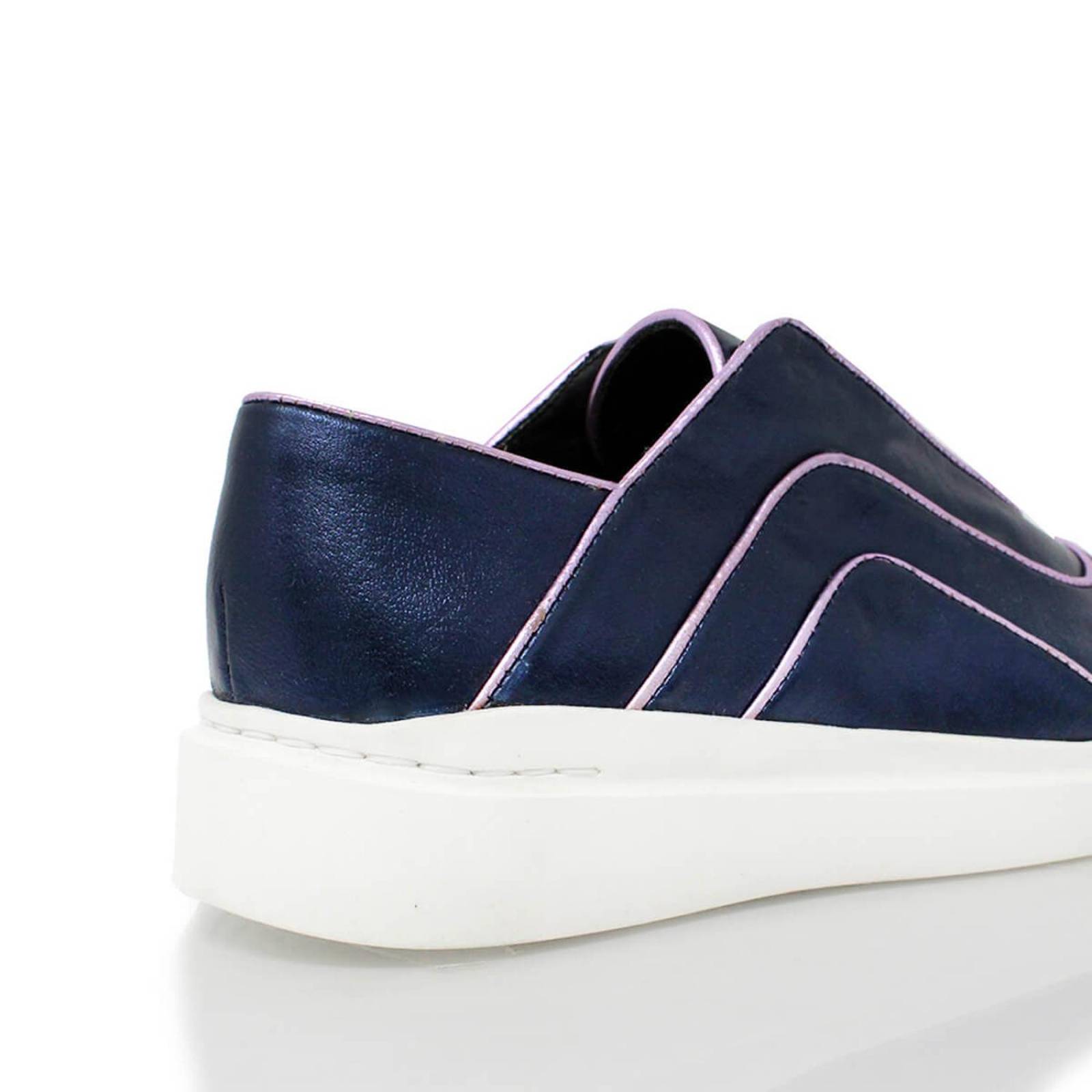 CHARLIE 35 - Azul Metalico Regina Romero Zapato Tenis Urbano Sport Para Dama en Piel 