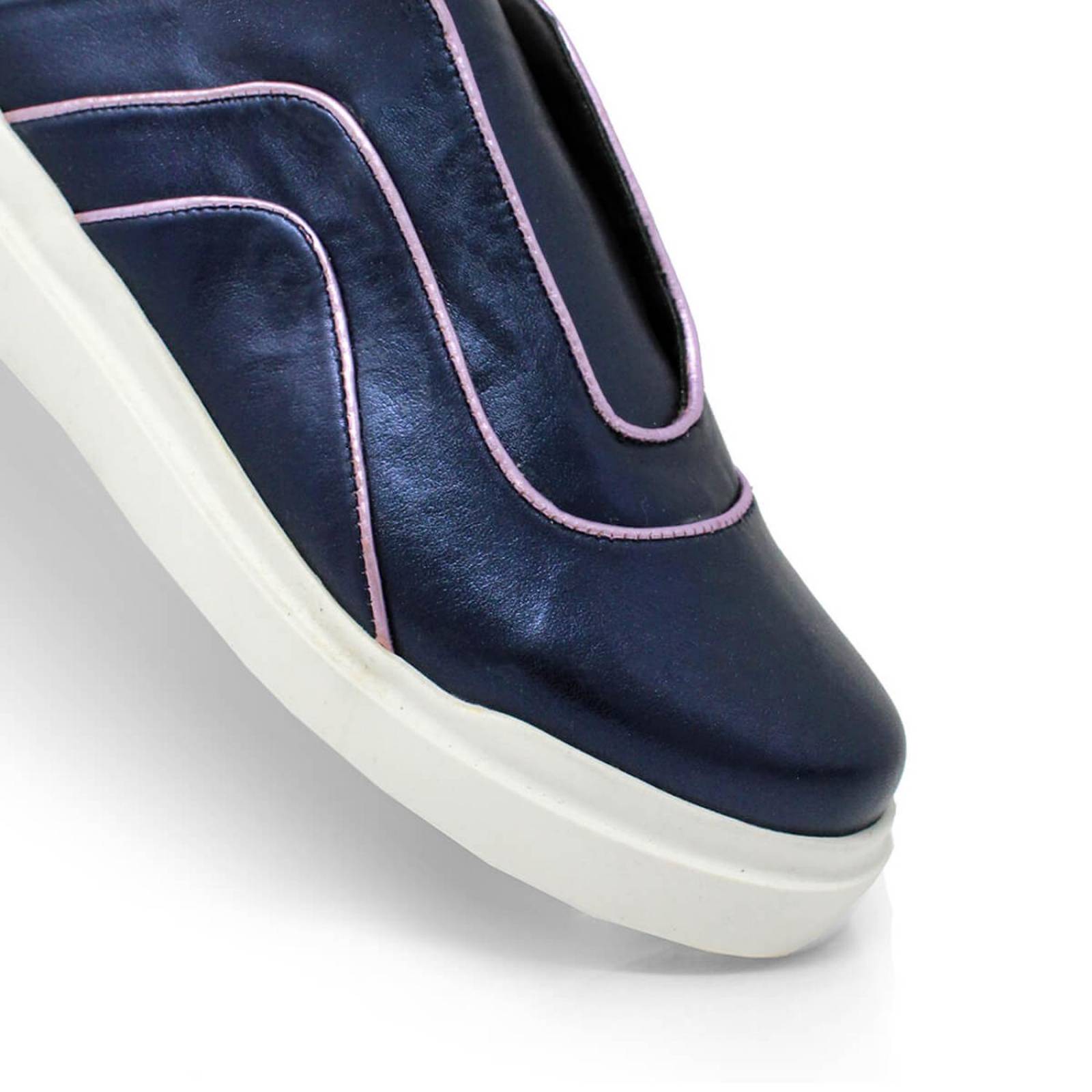 CHARLIE 35 - Azul Metalico Regina Romero Zapato Tenis Urbano Sport Para Dama en Piel 