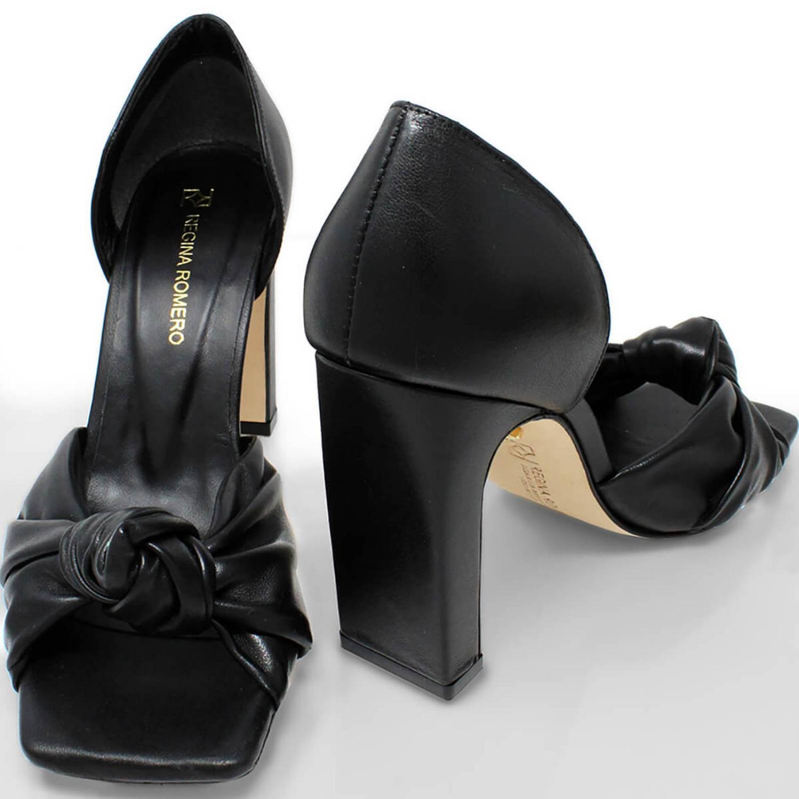 MIRANDA 100 - Negro Regina Romero Zapato Sandalia Zapatilla Tacon Alto Para Dama en Piel