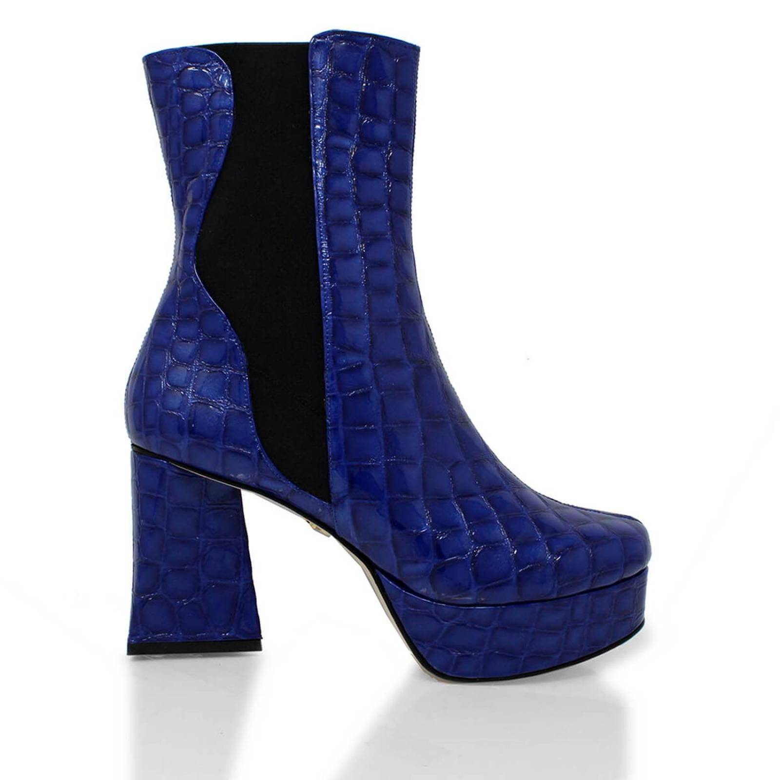 MELANIE 95 - Azul Rey Regina Romero Zapato Bota Botin Plataforma Tacon Alto Para Dama en Piel 