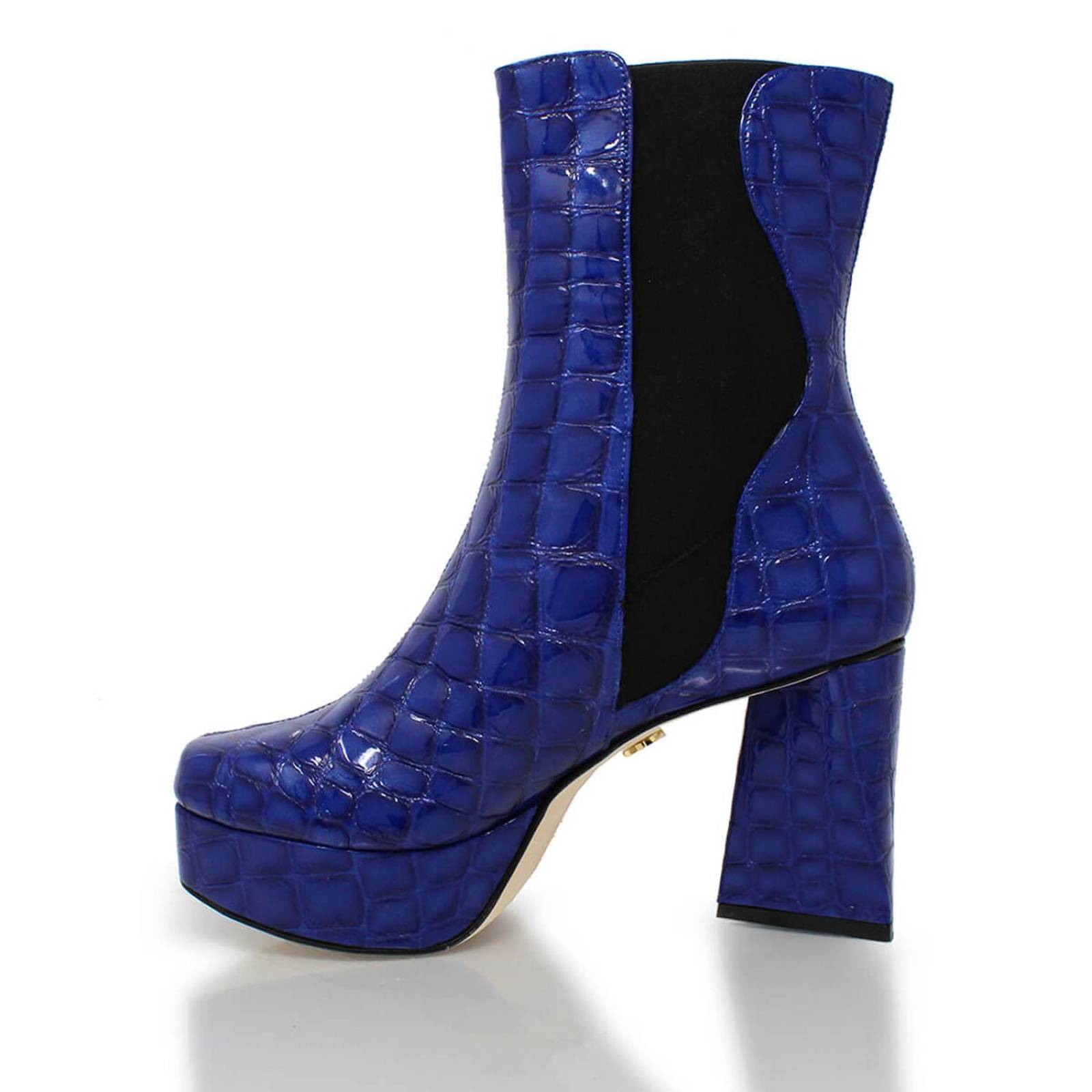 MELANIE 95 - Azul Rey Regina Romero Zapato Bota Botin Plataforma Tacon Alto Para Dama en Piel 