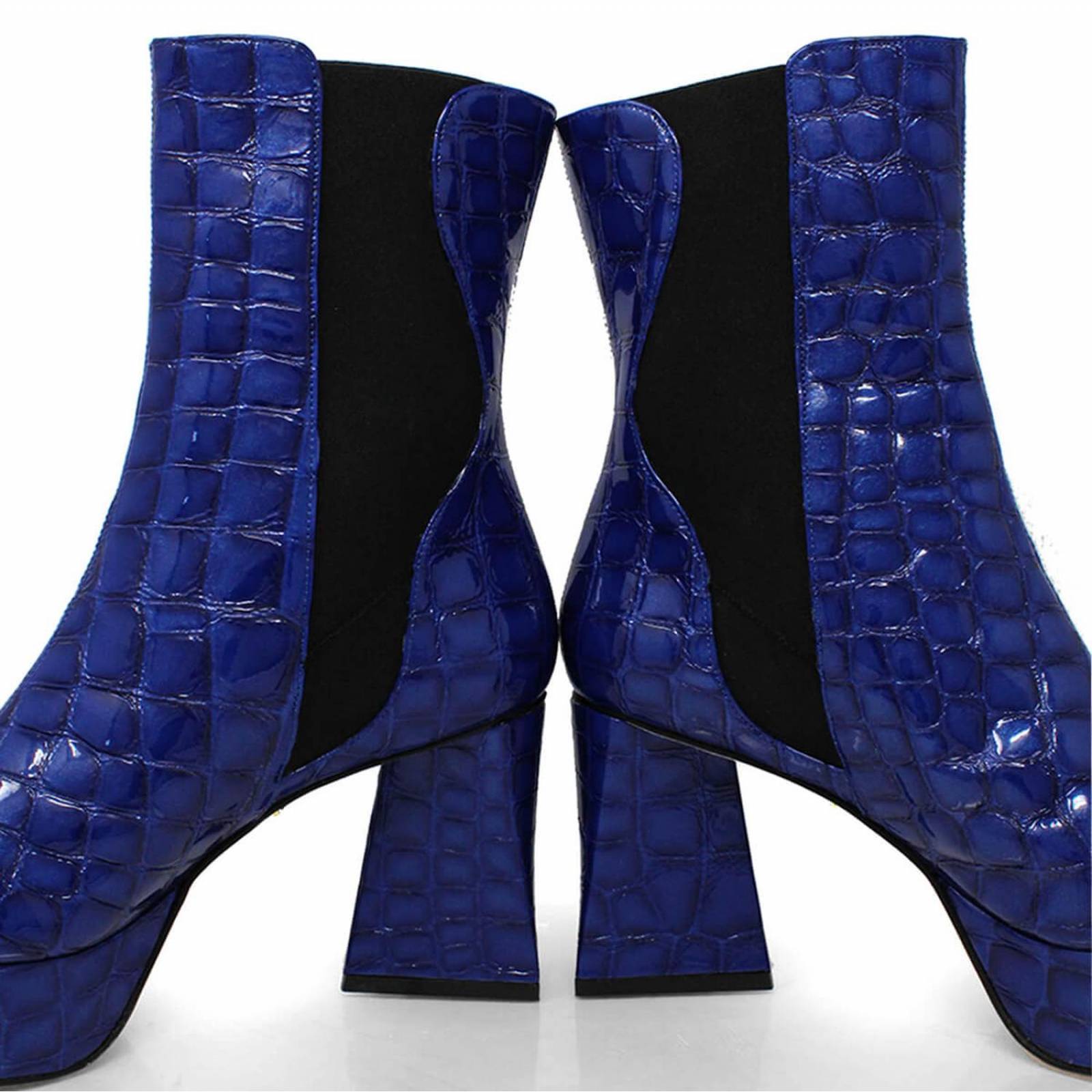 MELANIE 95 - Azul Rey Regina Romero Zapato Bota Botin Plataforma Tacon Alto Para Dama en Piel 