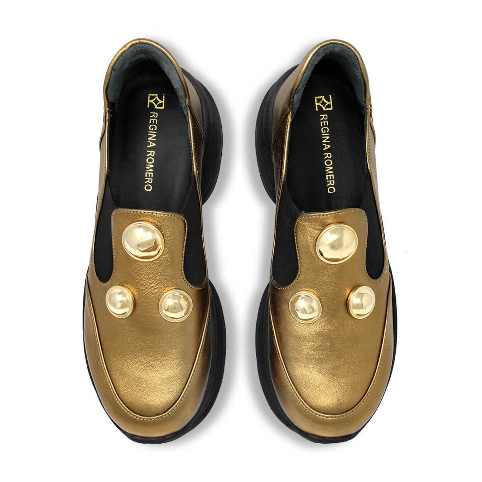 ODETTE 75 - Oro Viejo Regina Romero Zapato Tenis Urbano Sport Para Dama en Piel 