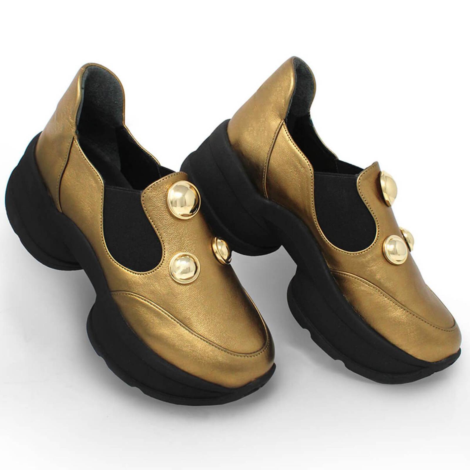 ODETTE 75 - Oro Viejo Regina Romero Zapato Tenis Urbano Sport Para Dama en Piel 