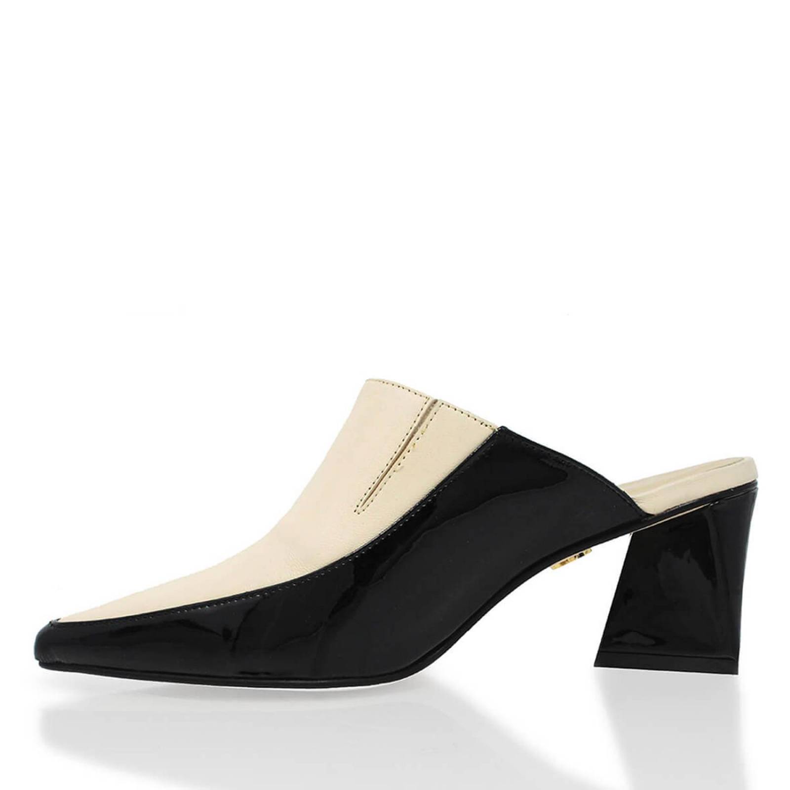 MONTE CARLO 50 - Negro y Latte Regina Romero Zapato Zapatilla Tacon Bajo Para Dama en Piel 