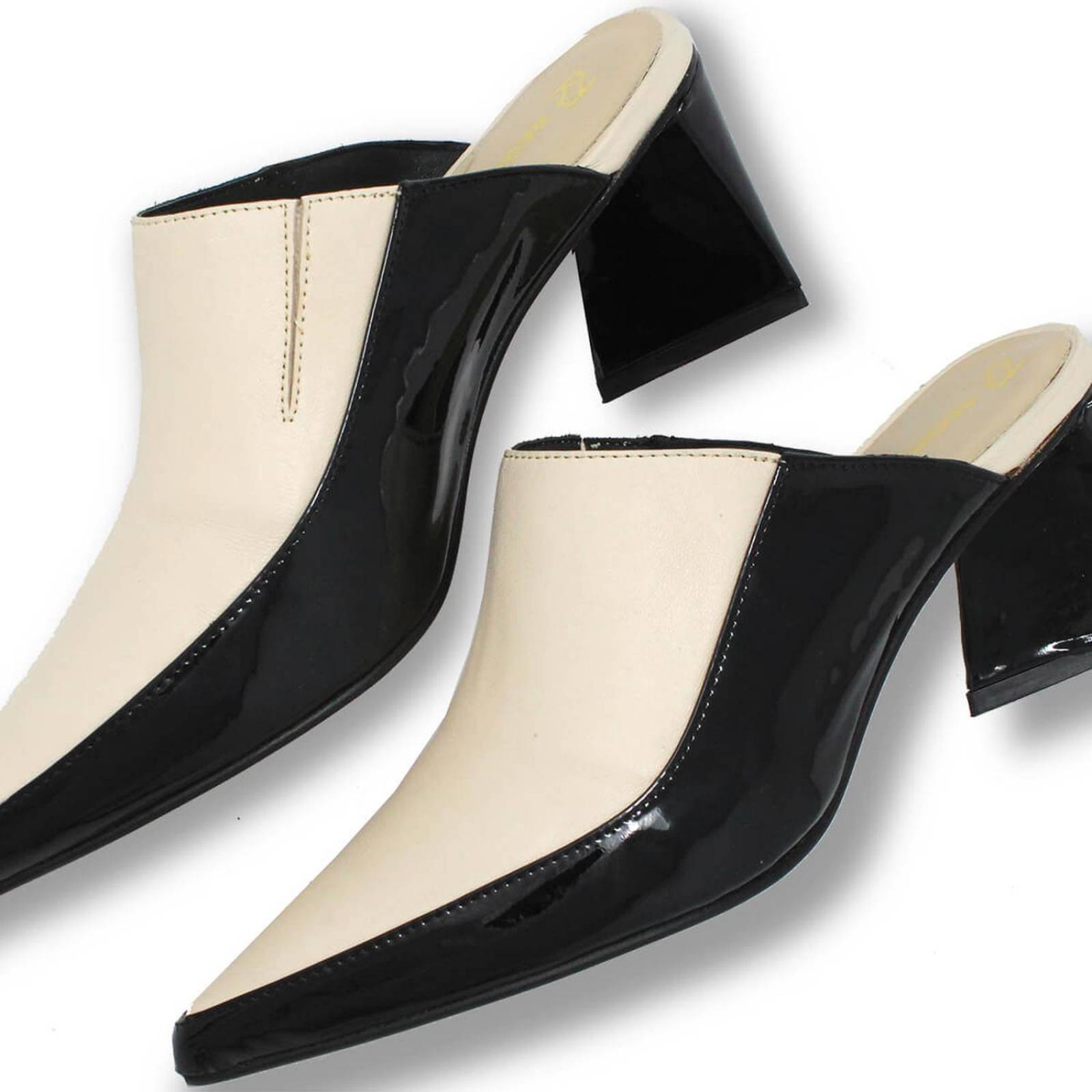 MONTE CARLO 50 - Negro y Latte Regina Romero Zapato Zapatilla Tacon Bajo Para Dama en Piel 